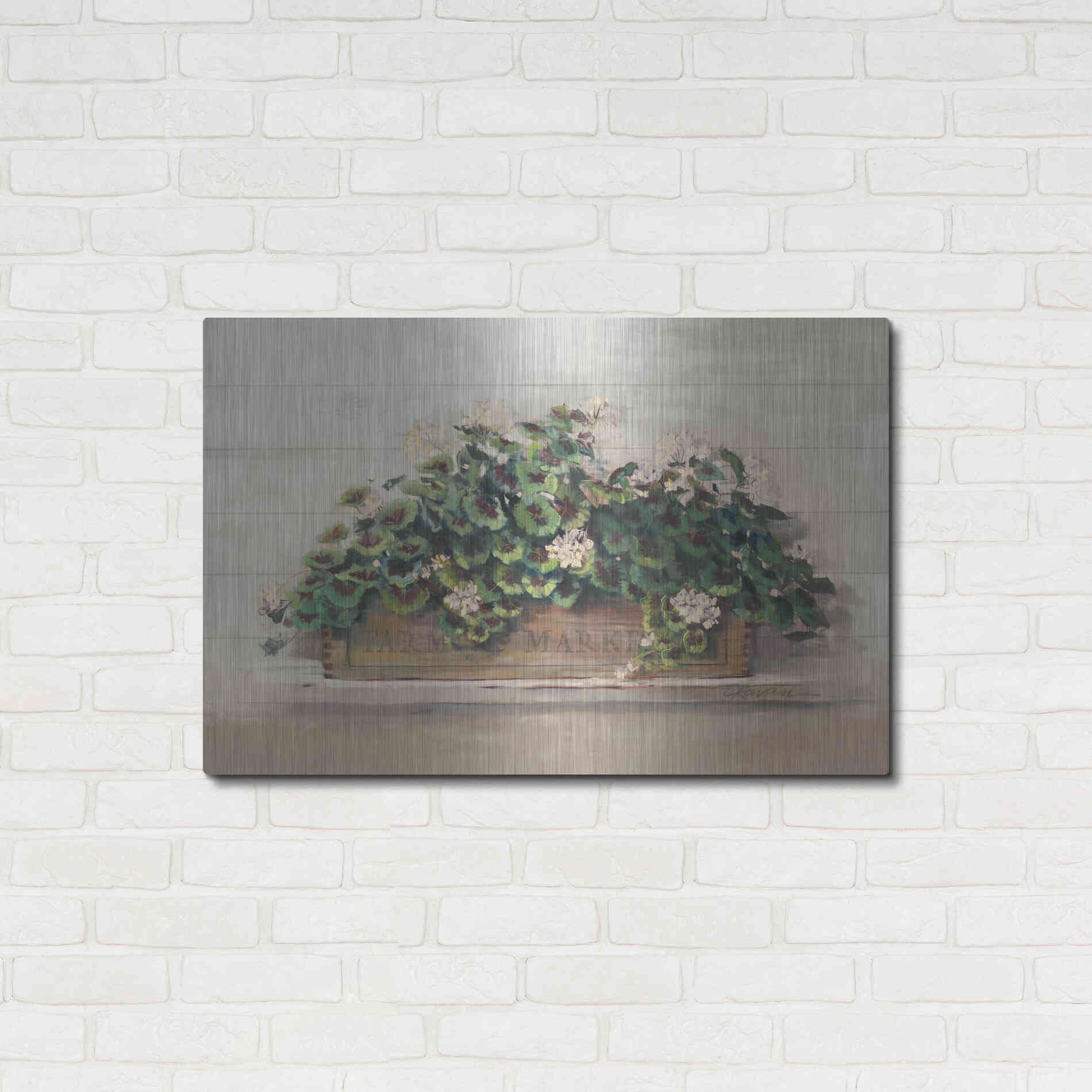 Luxe Metal Art 'Market Geraniums Farmers Market Crop' by Carol Rowan, Metal Wall Art,36x24