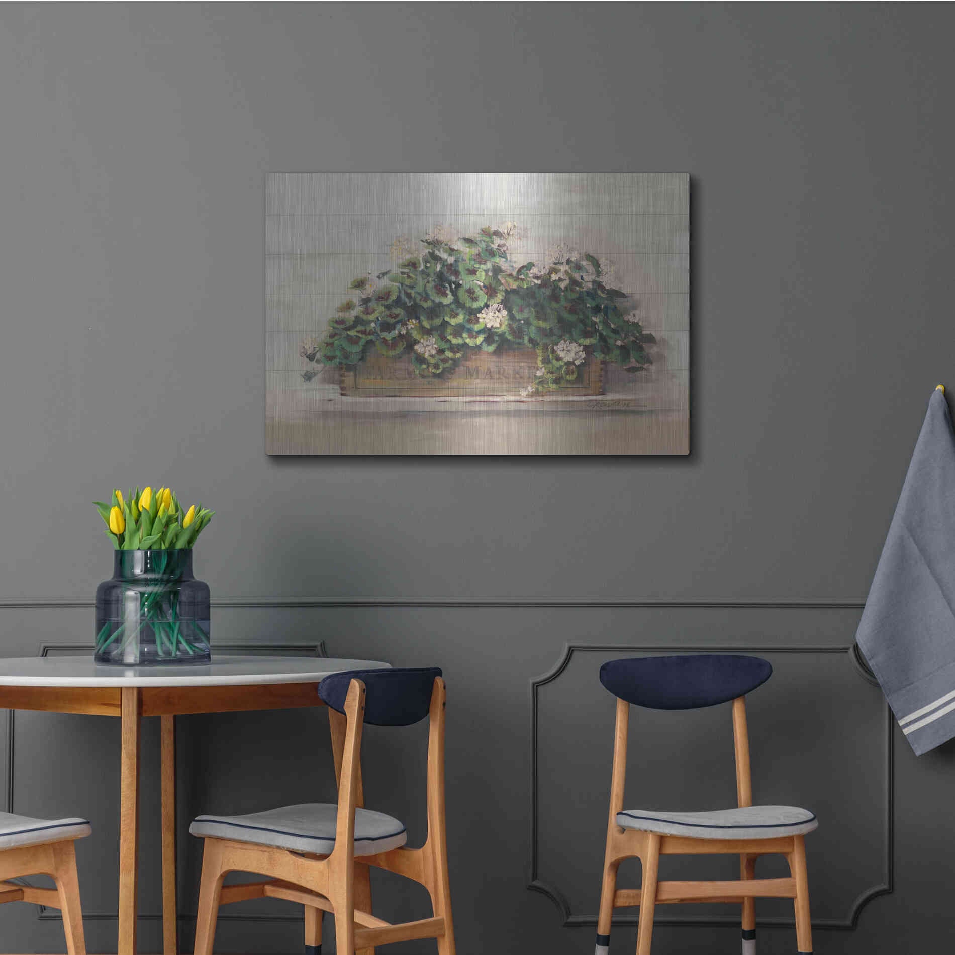 Luxe Metal Art 'Market Geraniums Farmers Market Crop' by Carol Rowan, Metal Wall Art,36x24