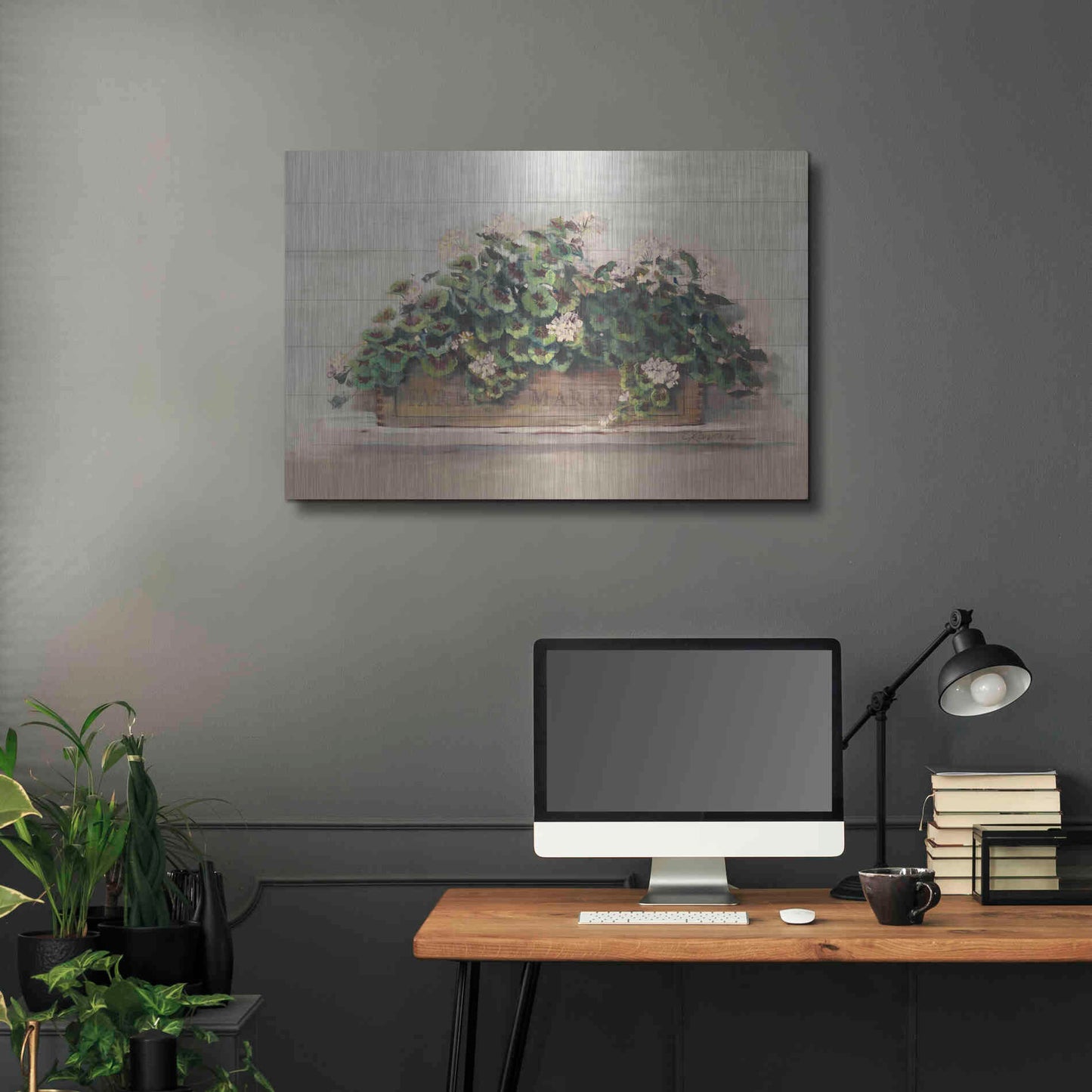 Luxe Metal Art 'Market Geraniums Farmers Market Crop' by Carol Rowan, Metal Wall Art,36x24