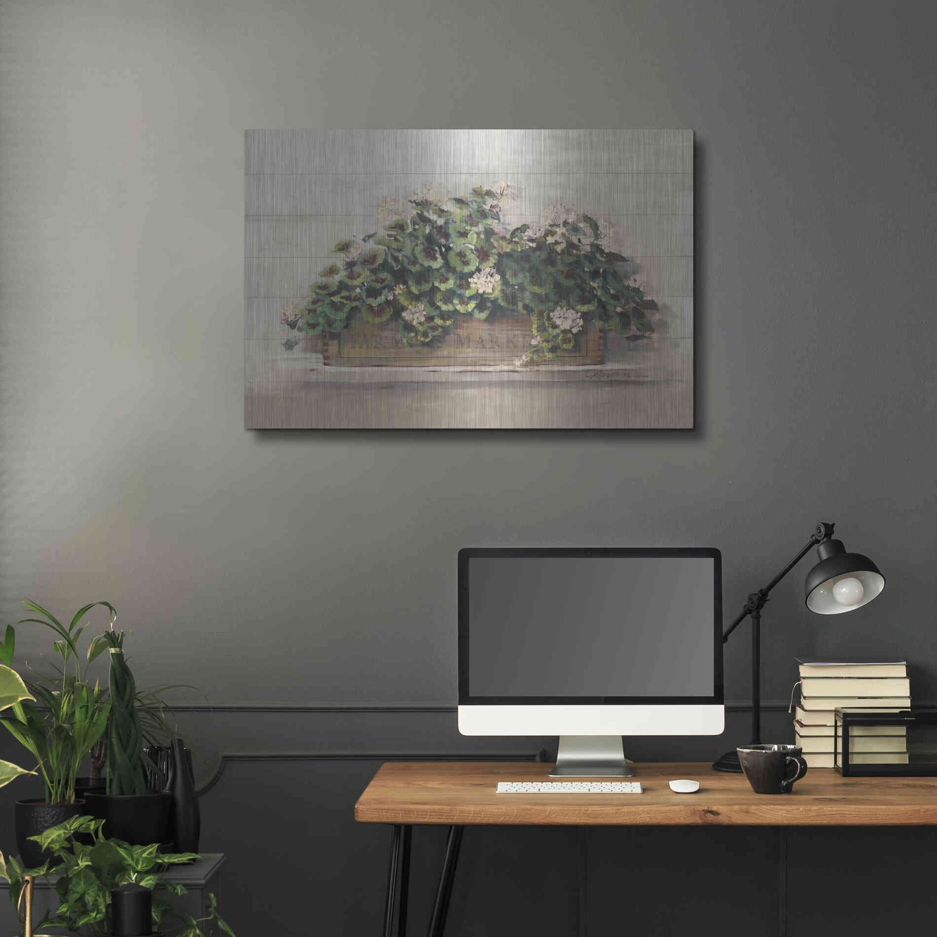 Luxe Metal Art 'Market Geraniums Farmers Market Crop' by Carol Rowan, Metal Wall Art,36x24