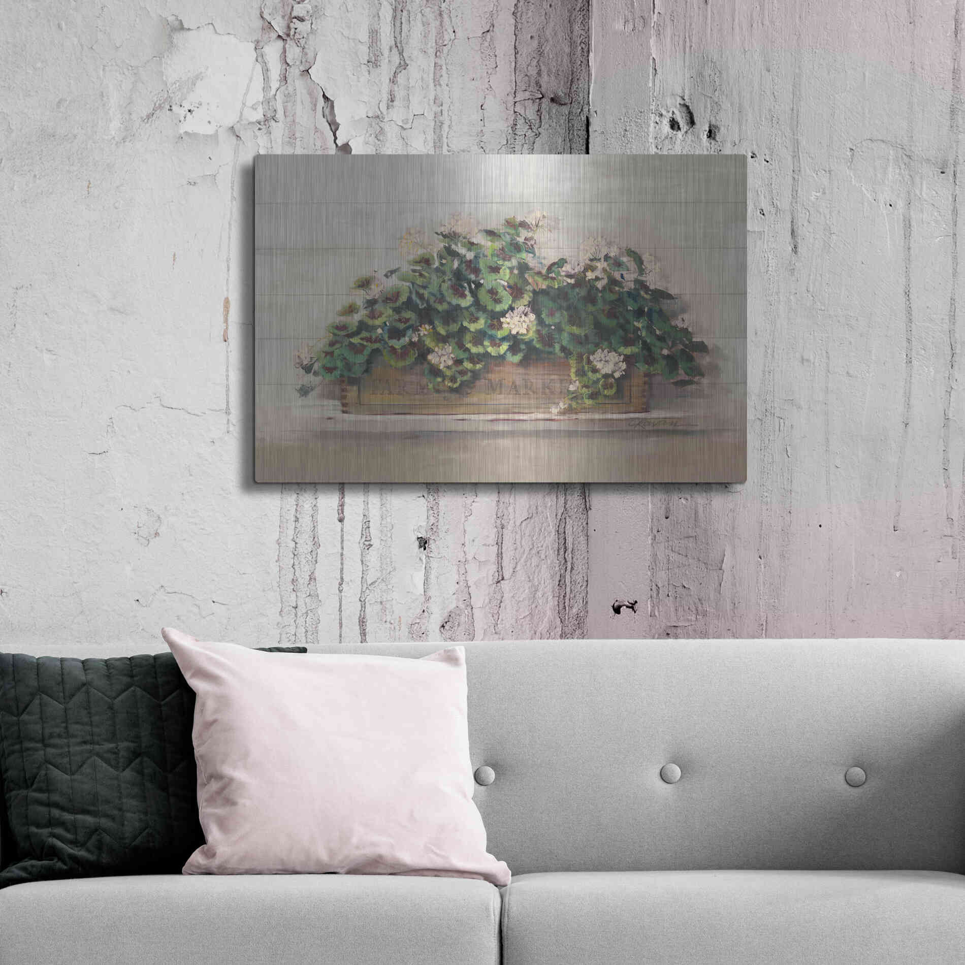 Luxe Metal Art 'Market Geraniums Farmers Market Crop' by Carol Rowan, Metal Wall Art,36x24