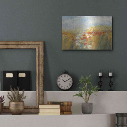 Luxe Metal Art 'Poppies And Larkspur' by Carol Rowan, Metal Wall Art,16x12