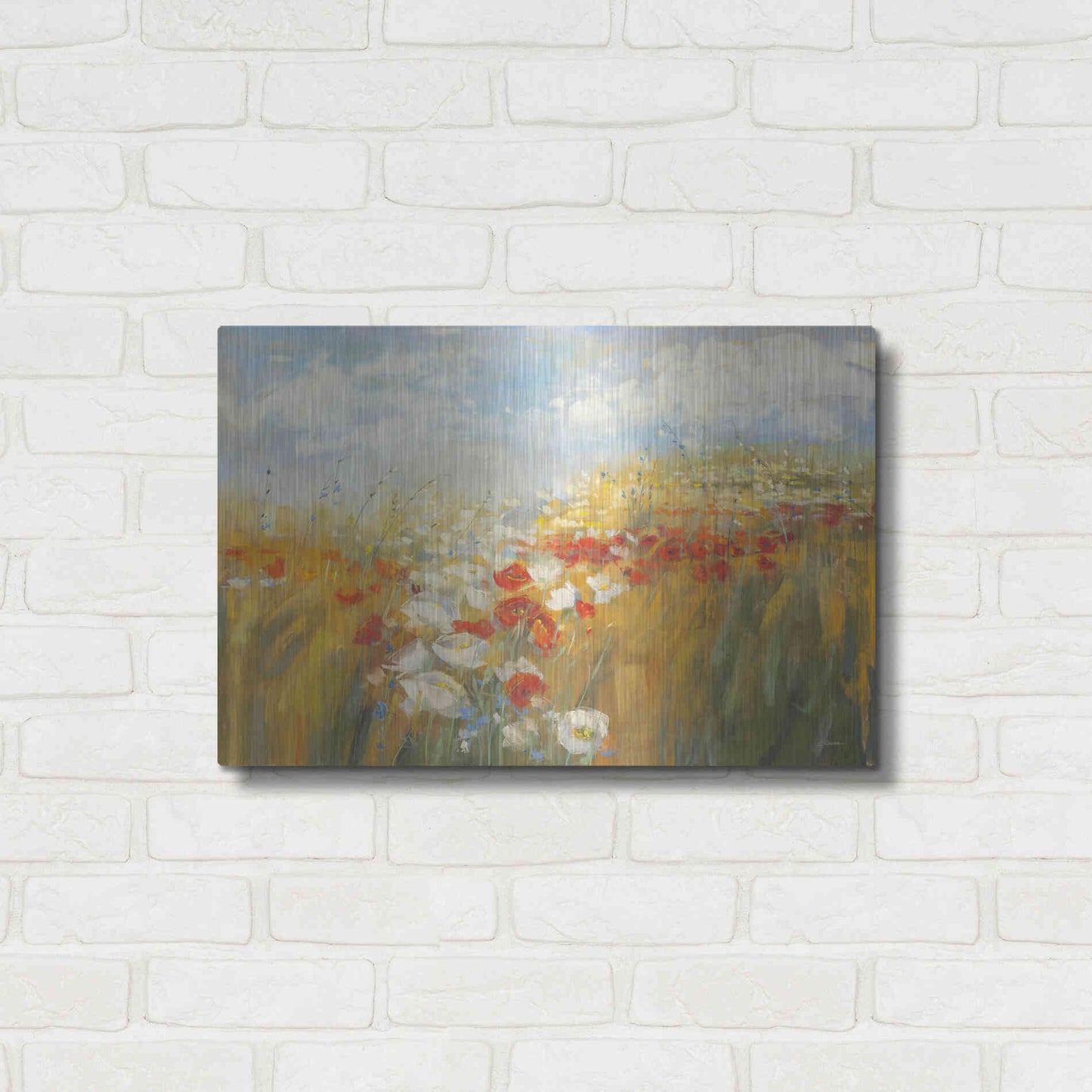 Luxe Metal Art 'Poppies And Larkspur' by Carol Rowan, Metal Wall Art,24x16