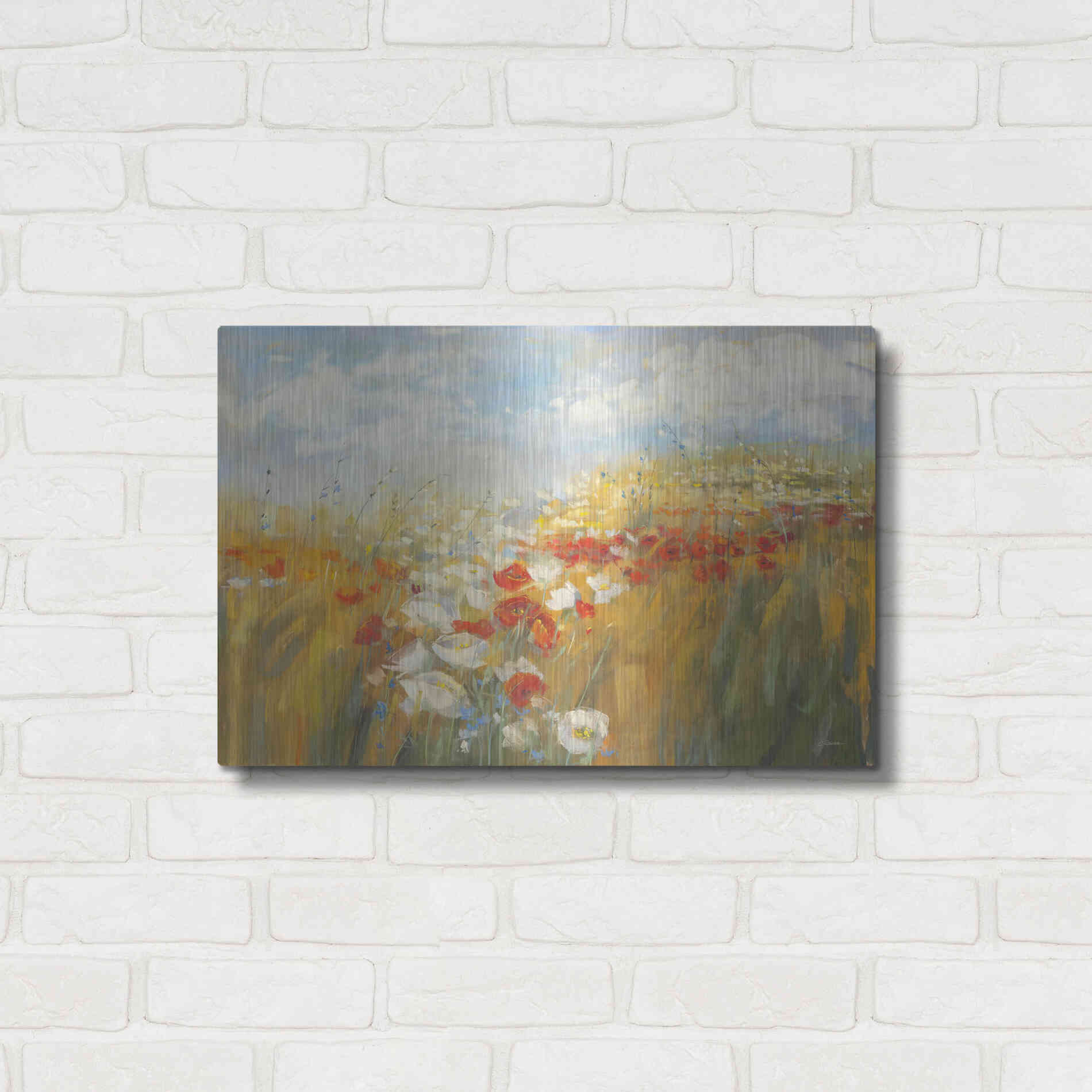 Luxe Metal Art 'Poppies And Larkspur' by Carol Rowan, Metal Wall Art,24x16