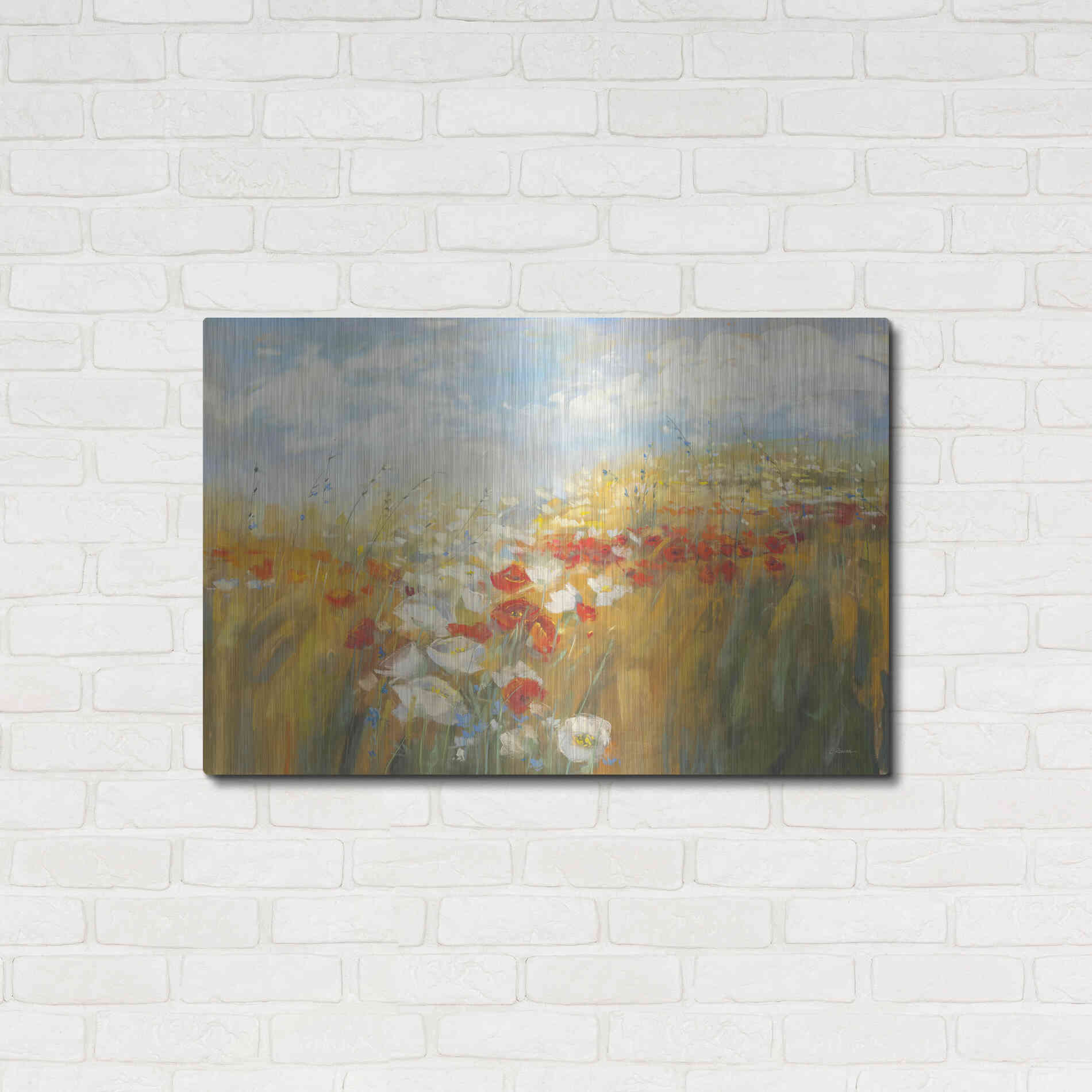 Luxe Metal Art 'Poppies And Larkspur' by Carol Rowan, Metal Wall Art,36x24