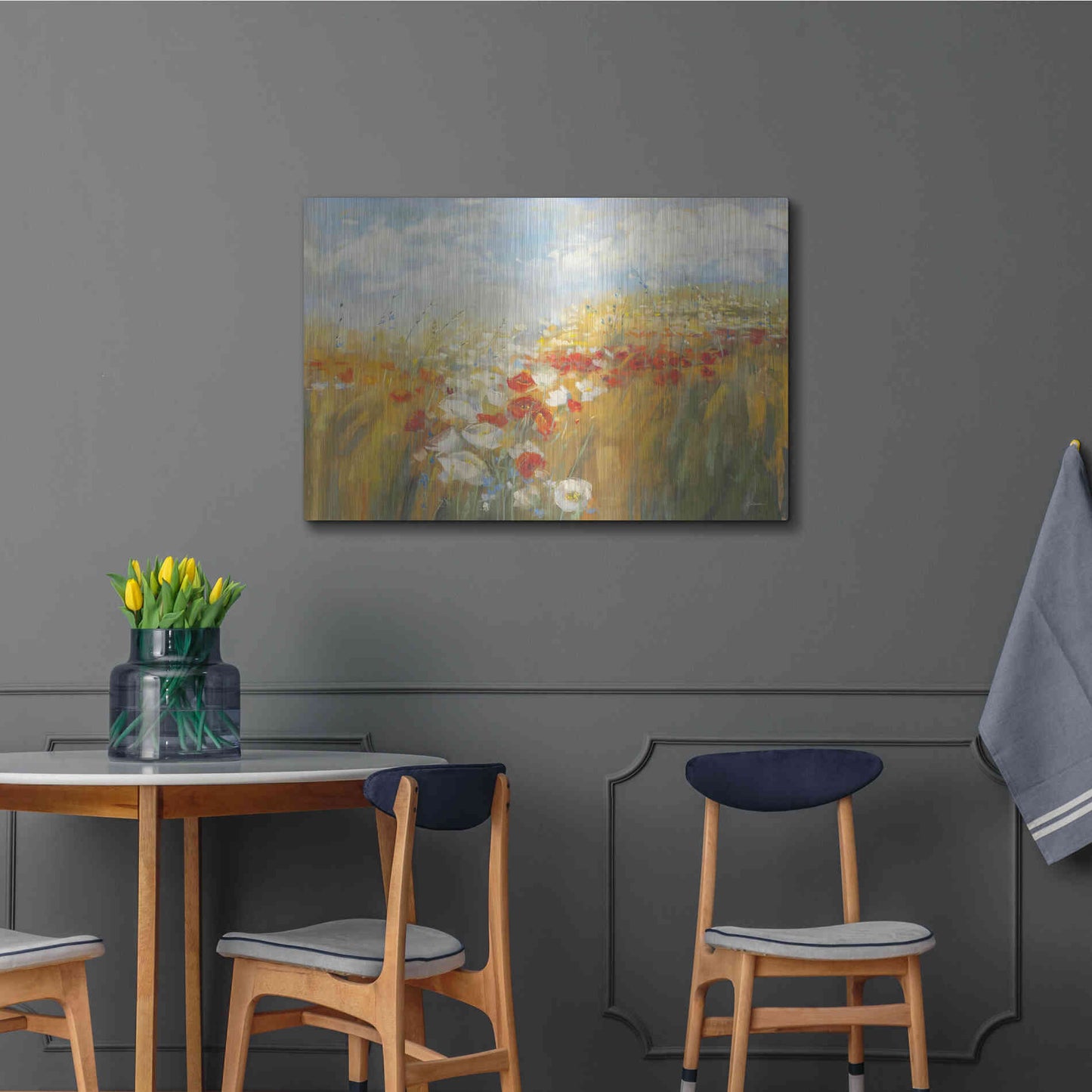 Luxe Metal Art 'Poppies And Larkspur' by Carol Rowan, Metal Wall Art,36x24