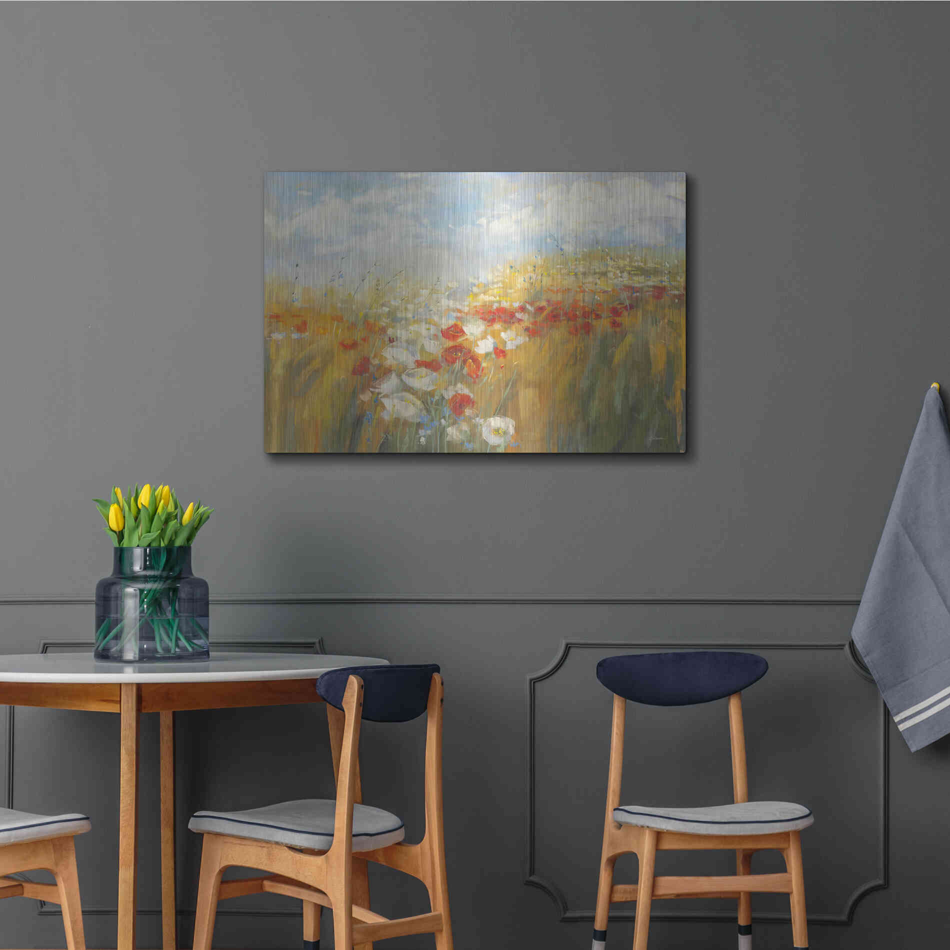 Luxe Metal Art 'Poppies And Larkspur' by Carol Rowan, Metal Wall Art,36x24