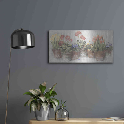 Luxe Metal Art 'Spring In The Greenhouse Neutral' by Carol Rowan, Metal Wall Art,24x12