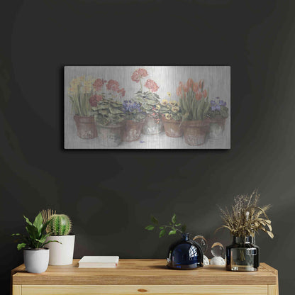 Luxe Metal Art 'Spring In The Greenhouse Neutral' by Carol Rowan, Metal Wall Art,24x12