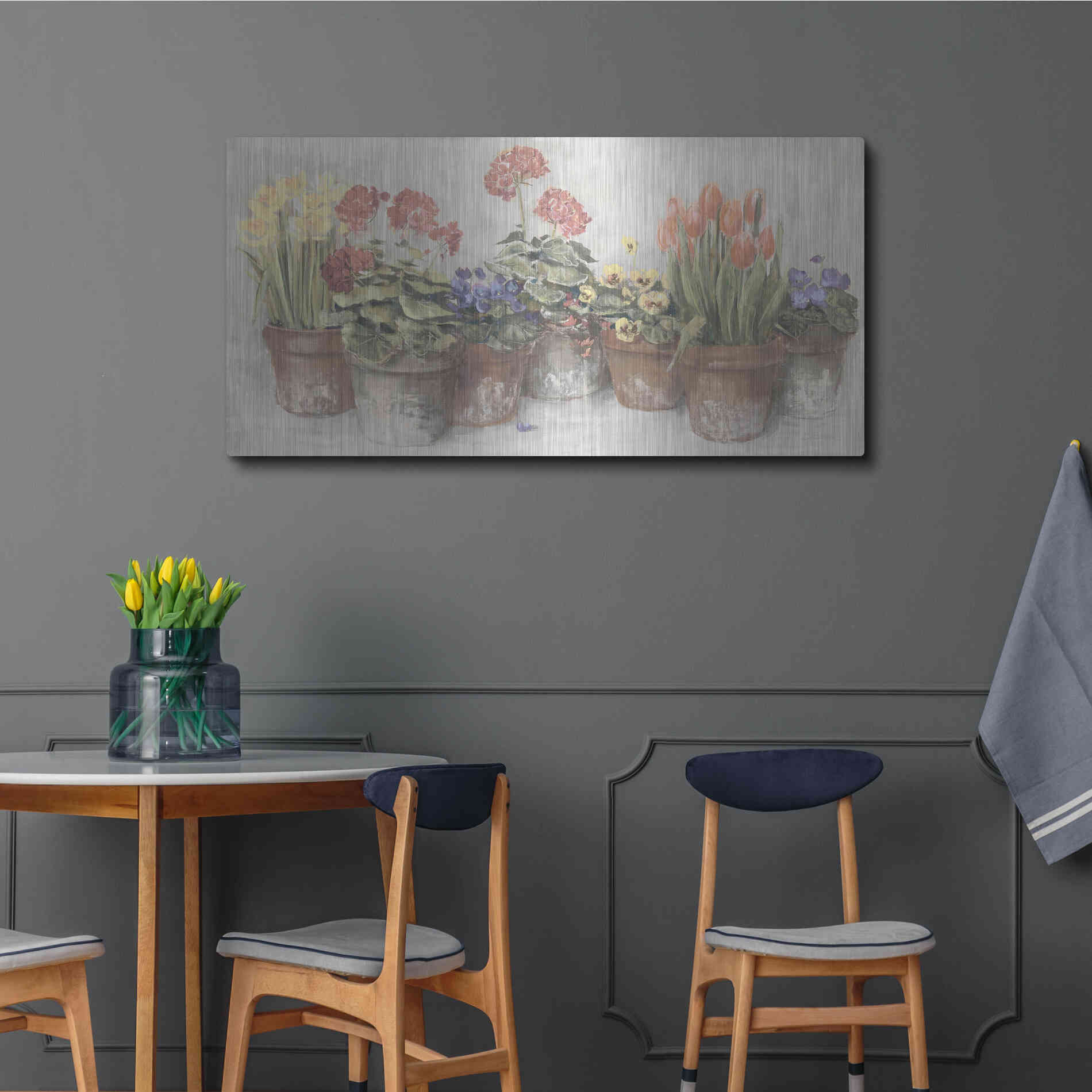 Luxe Metal Art 'Spring In The Greenhouse Neutral' by Carol Rowan, Metal Wall Art,48x24