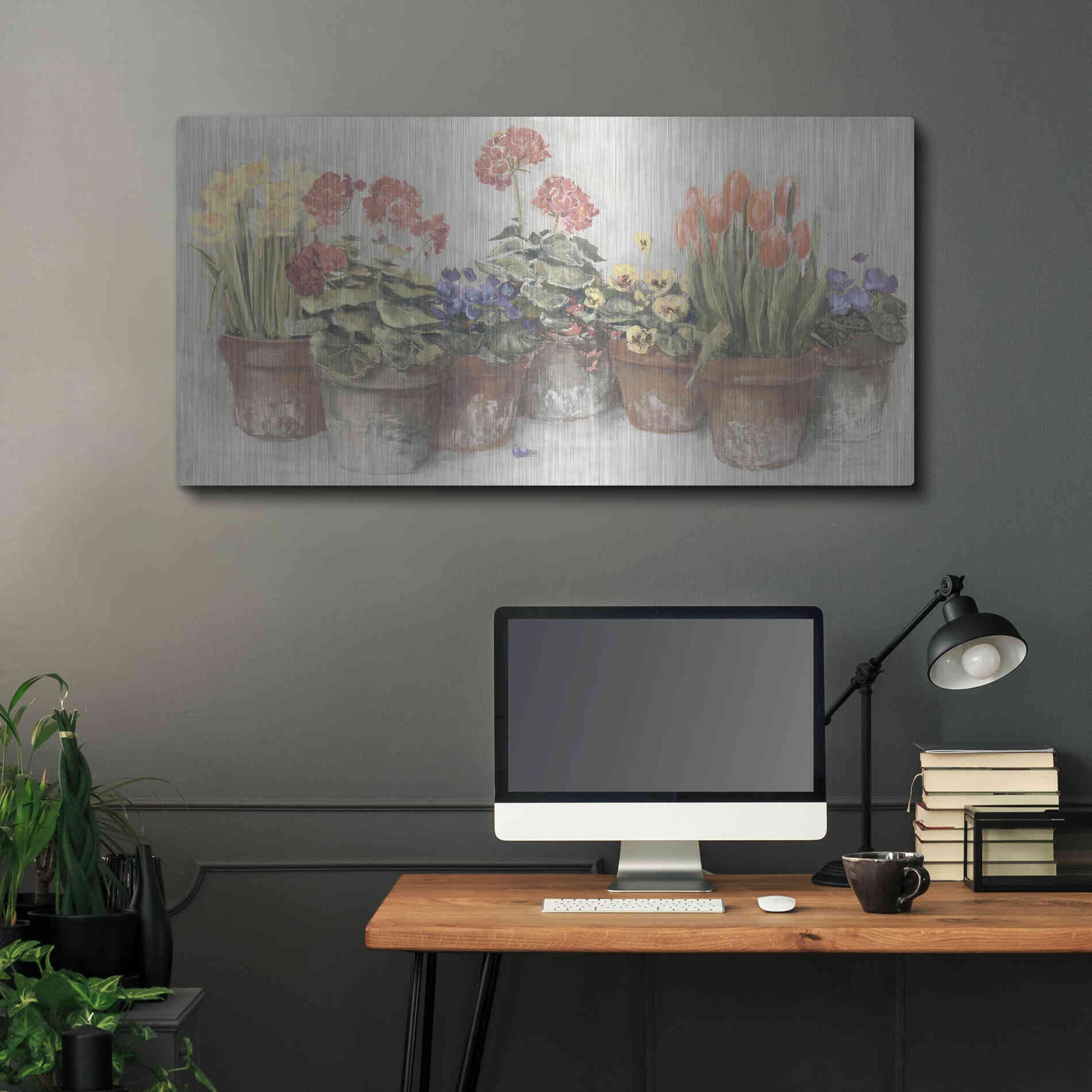 Luxe Metal Art 'Spring In The Greenhouse Neutral' by Carol Rowan, Metal Wall Art,48x24