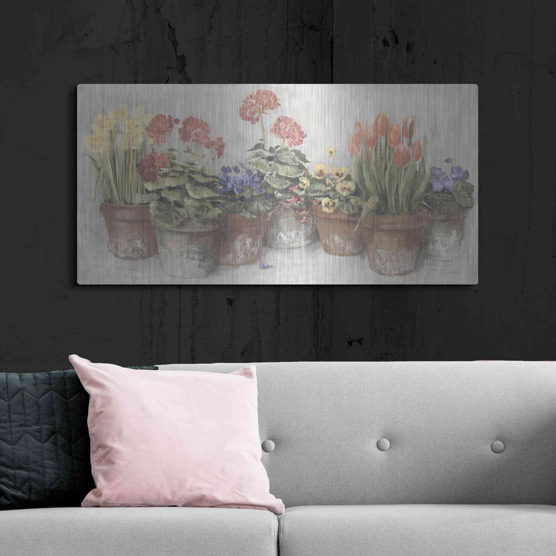 Luxe Metal Art 'Spring In The Greenhouse Neutral' by Carol Rowan, Metal Wall Art,48x24