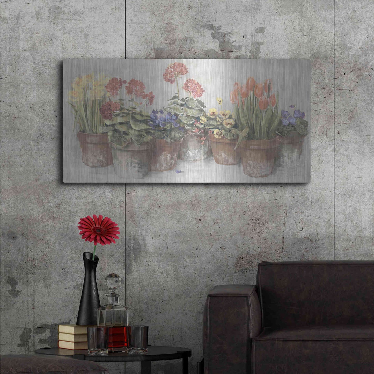 Luxe Metal Art 'Spring In The Greenhouse Neutral' by Carol Rowan, Metal Wall Art,48x24