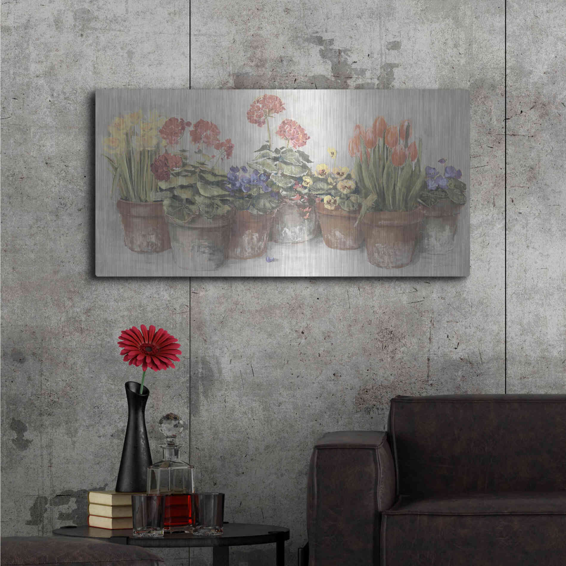 Luxe Metal Art 'Spring In The Greenhouse Neutral' by Carol Rowan, Metal Wall Art,48x24
