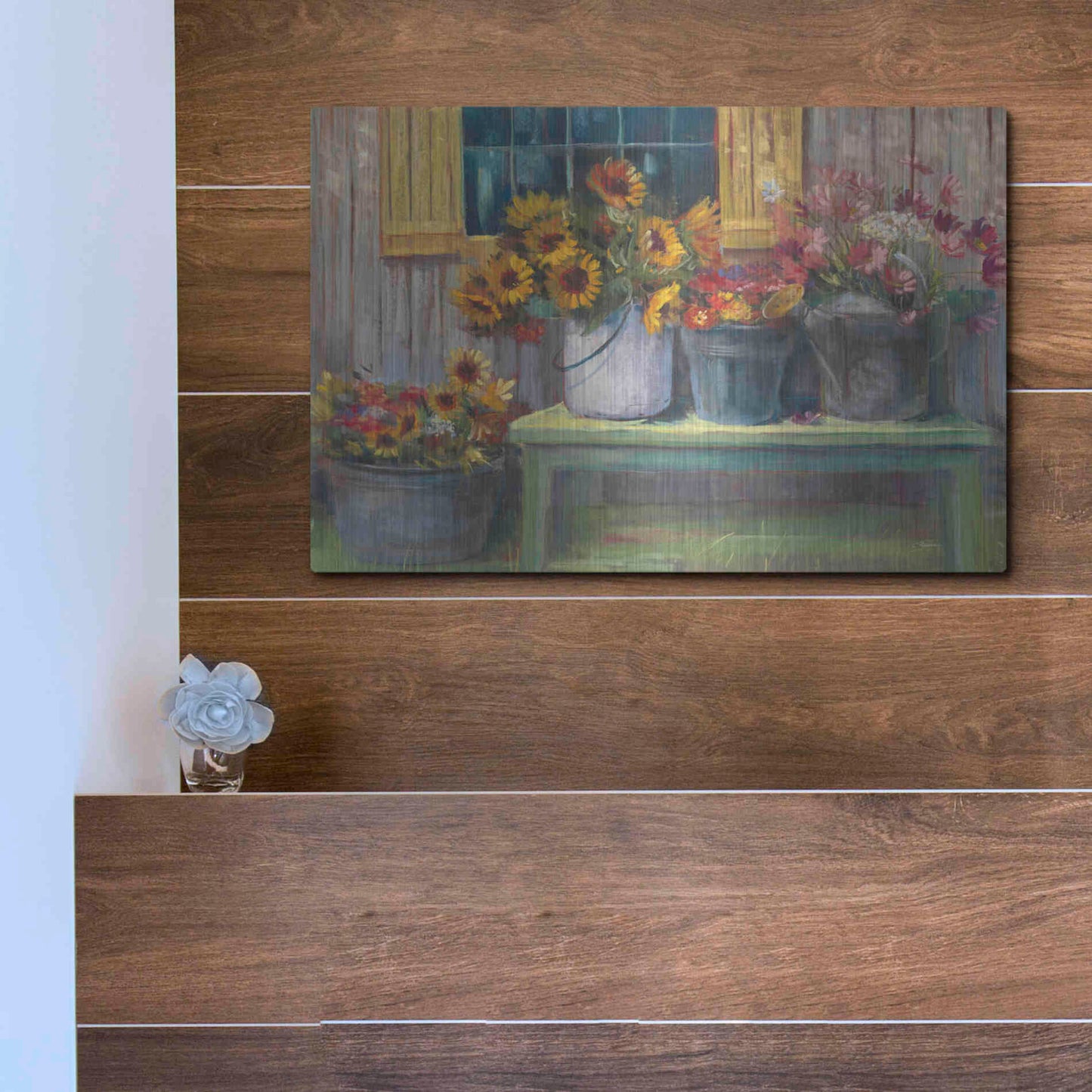 Luxe Metal Art 'Green Bench' by Carol Rowan, Metal Wall Art,16x12