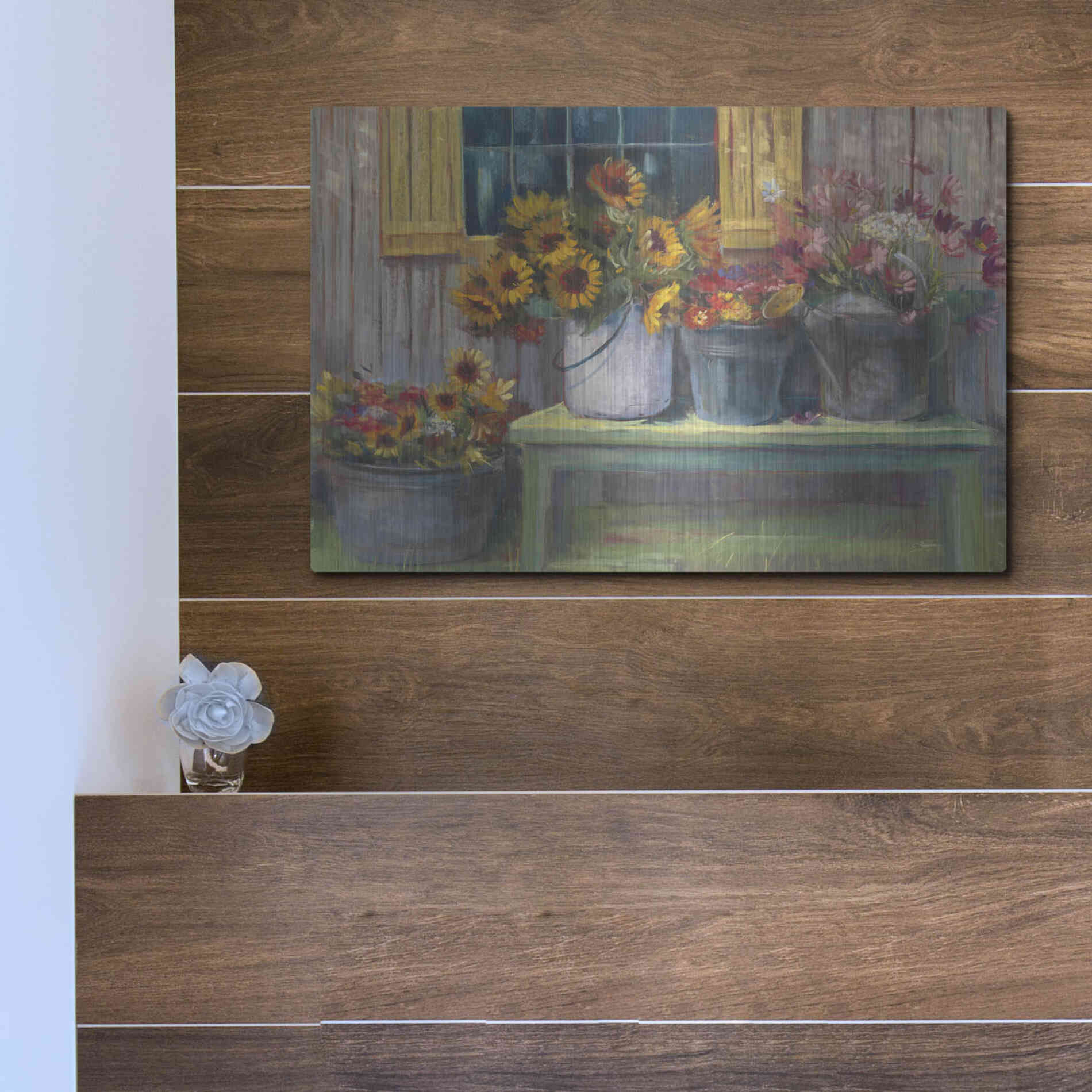 Luxe Metal Art 'Green Bench' by Carol Rowan, Metal Wall Art,16x12