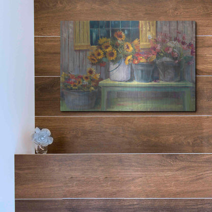 Luxe Metal Art 'Green Bench' by Carol Rowan, Metal Wall Art,16x12