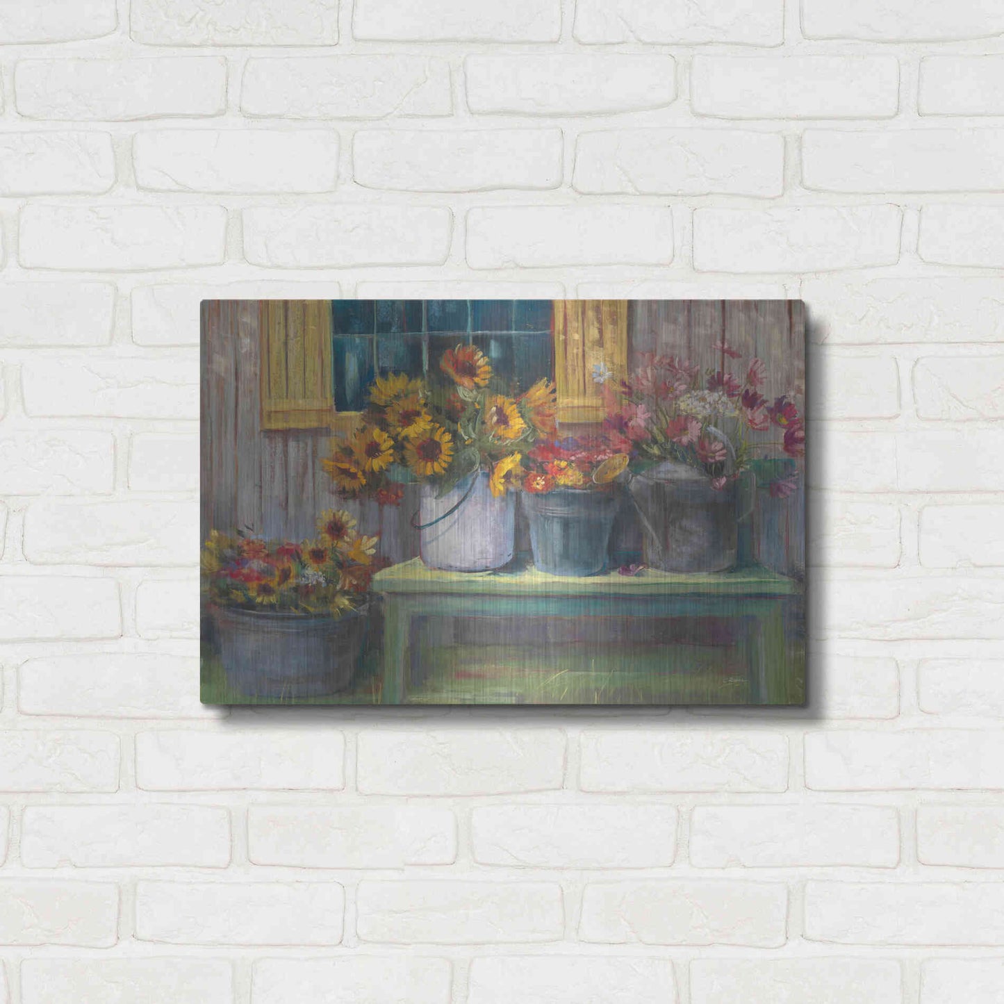 Luxe Metal Art 'Green Bench' by Carol Rowan, Metal Wall Art,24x16