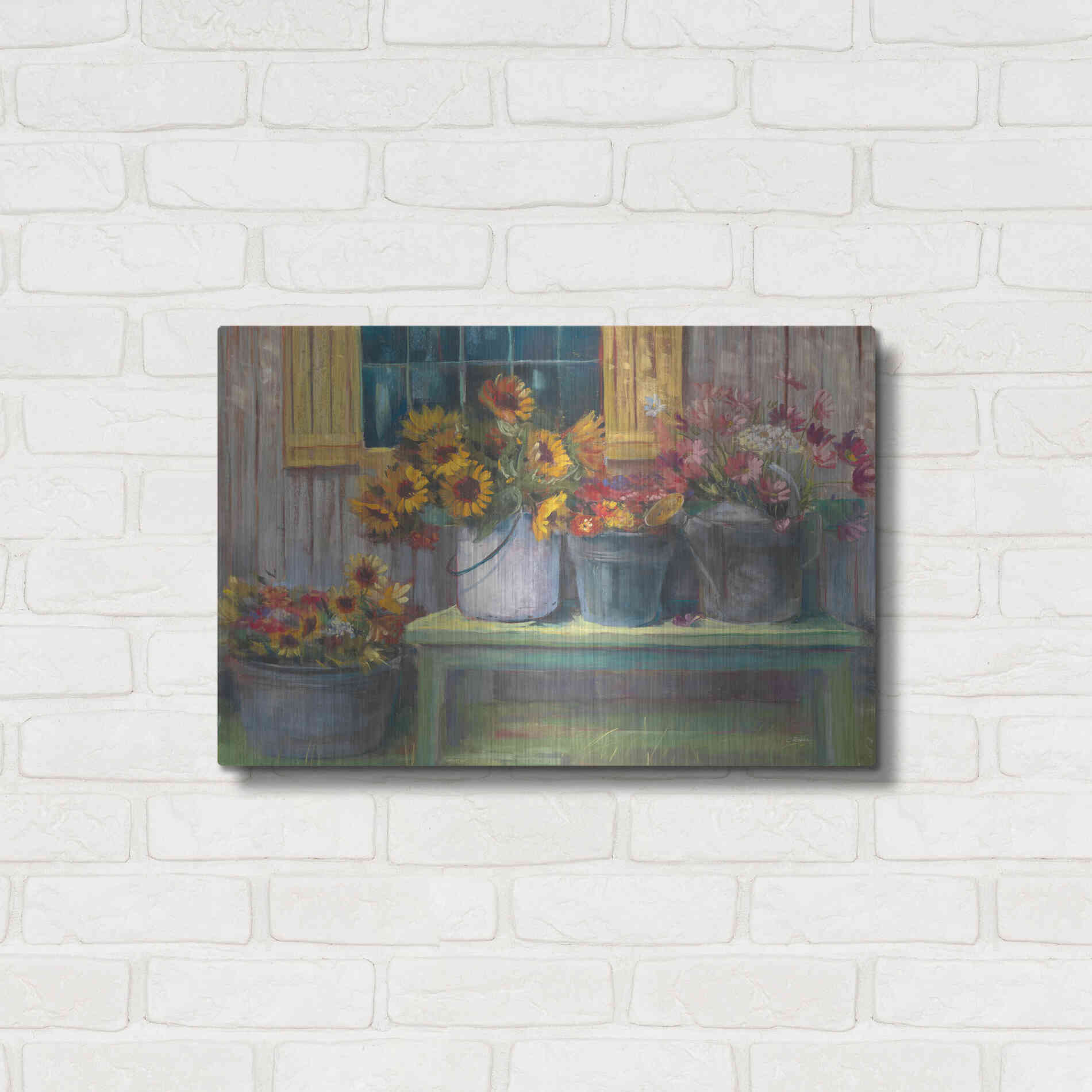 Luxe Metal Art 'Green Bench' by Carol Rowan, Metal Wall Art,24x16