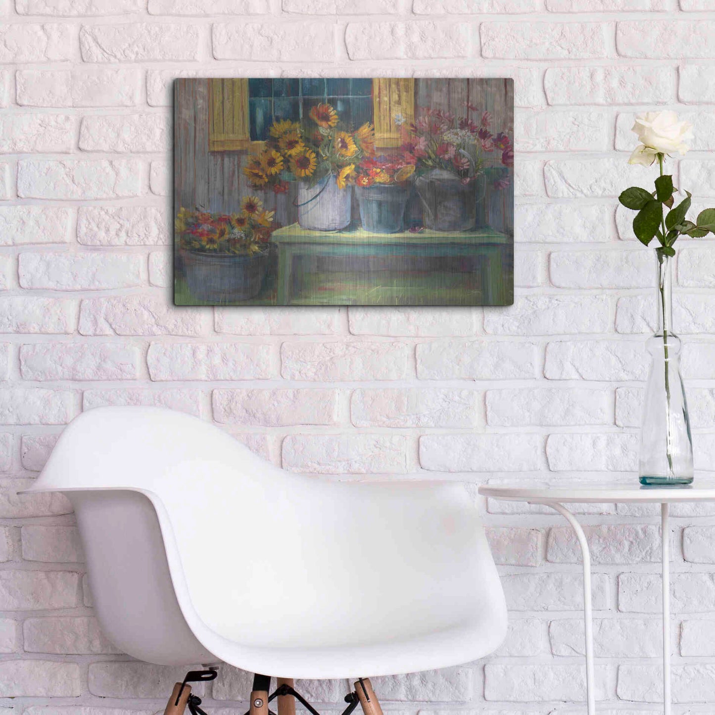 Luxe Metal Art 'Green Bench' by Carol Rowan, Metal Wall Art,24x16