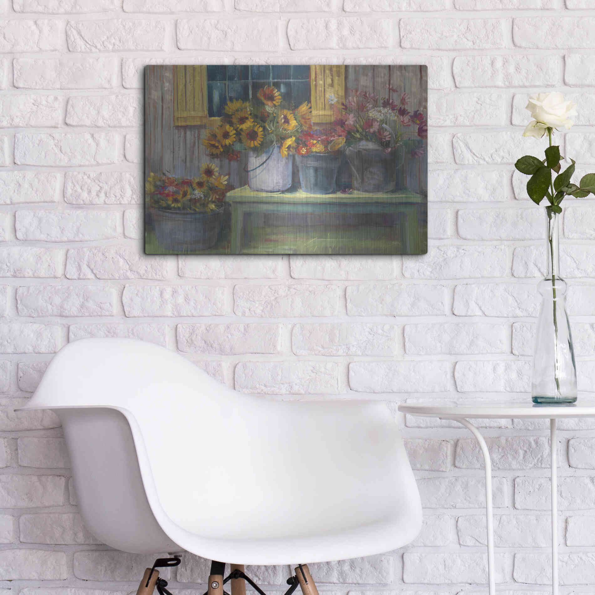 Luxe Metal Art 'Green Bench' by Carol Rowan, Metal Wall Art,24x16