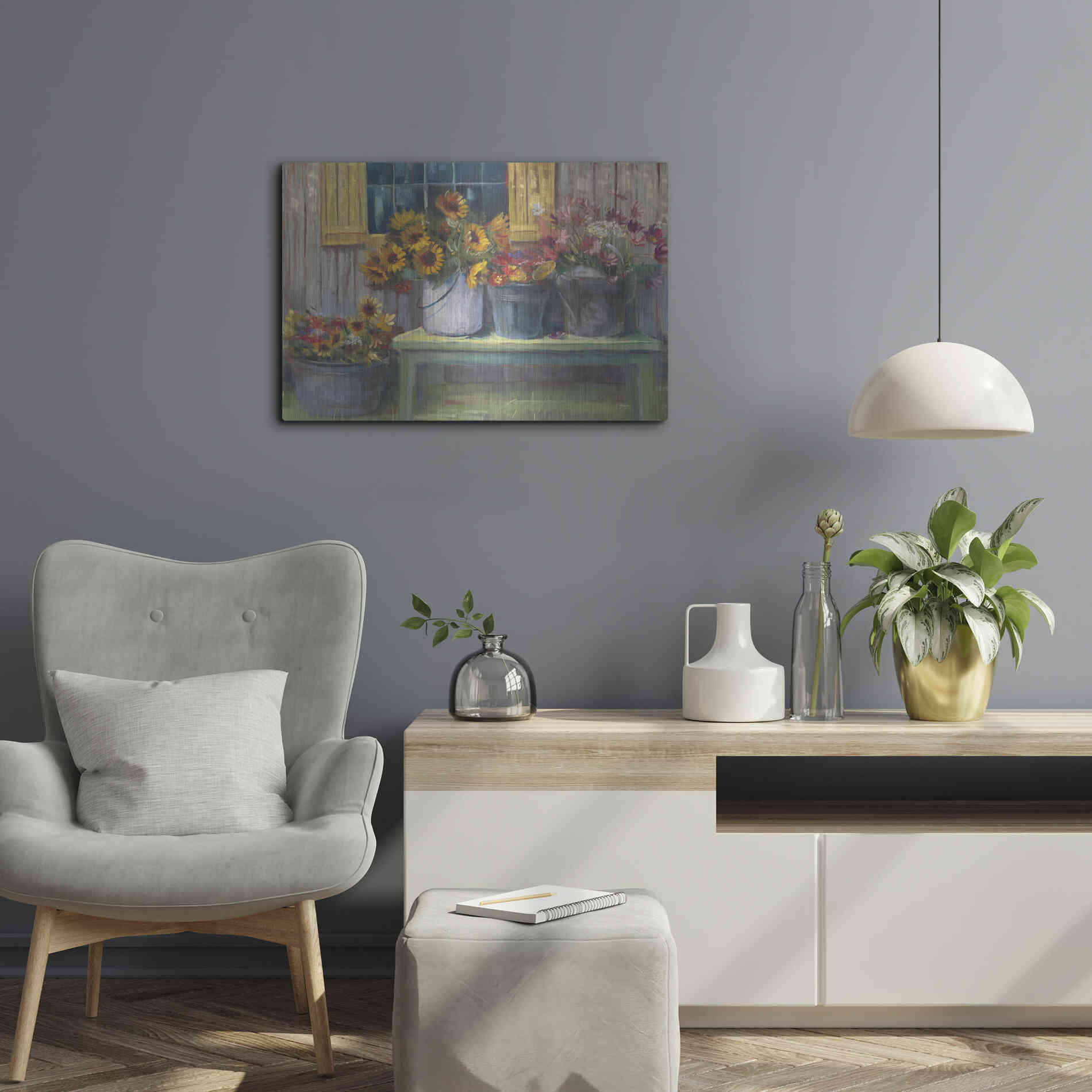 Luxe Metal Art 'Green Bench' by Carol Rowan, Metal Wall Art,24x16
