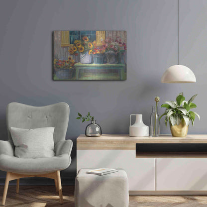 Luxe Metal Art 'Green Bench' by Carol Rowan, Metal Wall Art,24x16