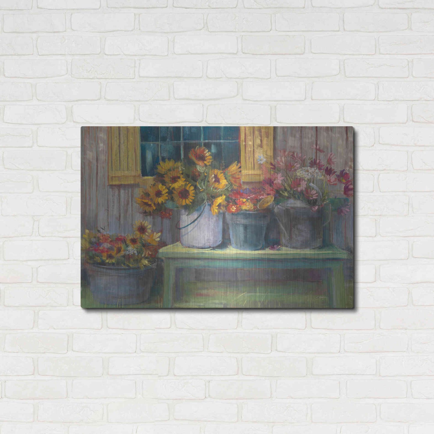 Luxe Metal Art 'Green Bench' by Carol Rowan, Metal Wall Art,36x24