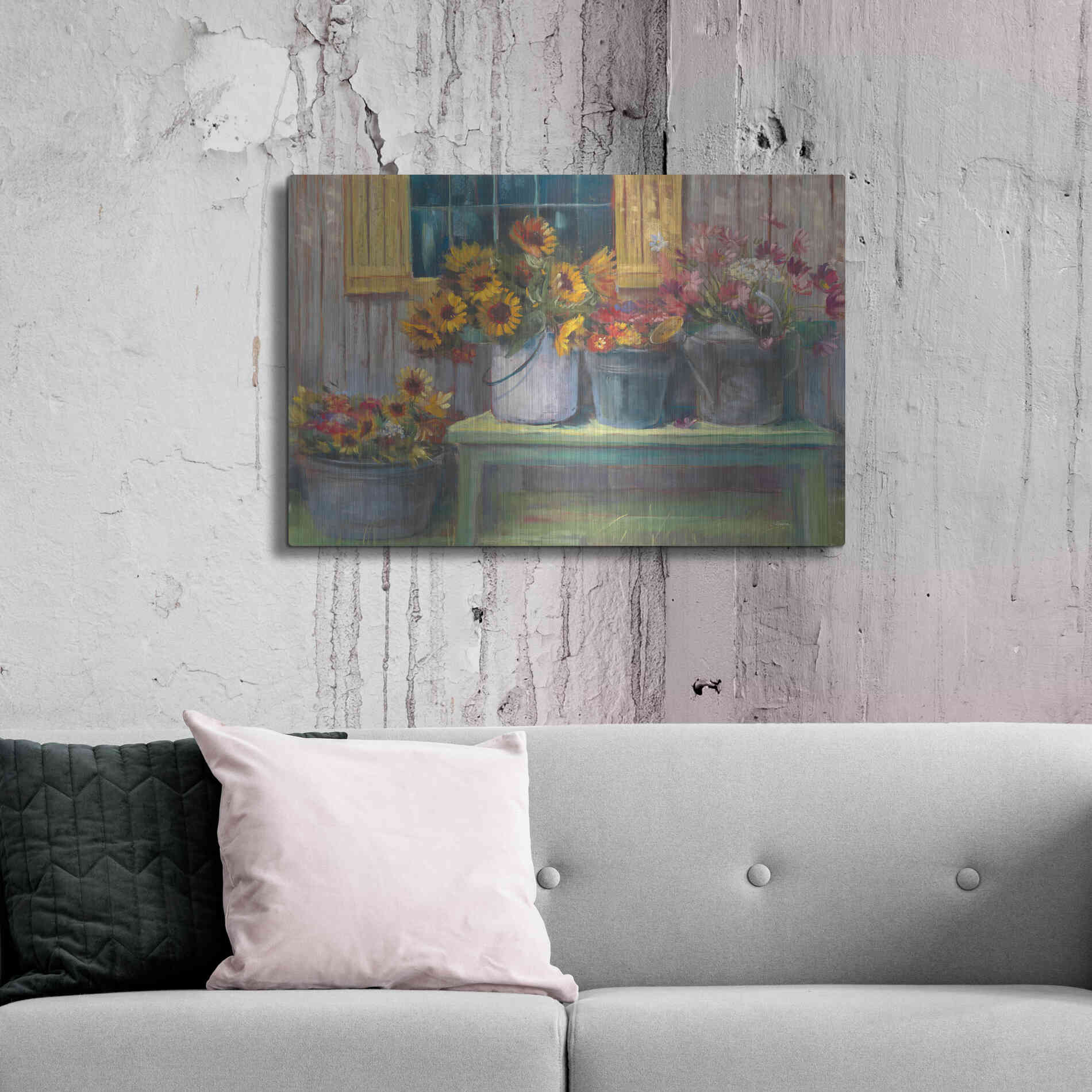 Luxe Metal Art 'Green Bench' by Carol Rowan, Metal Wall Art,36x24