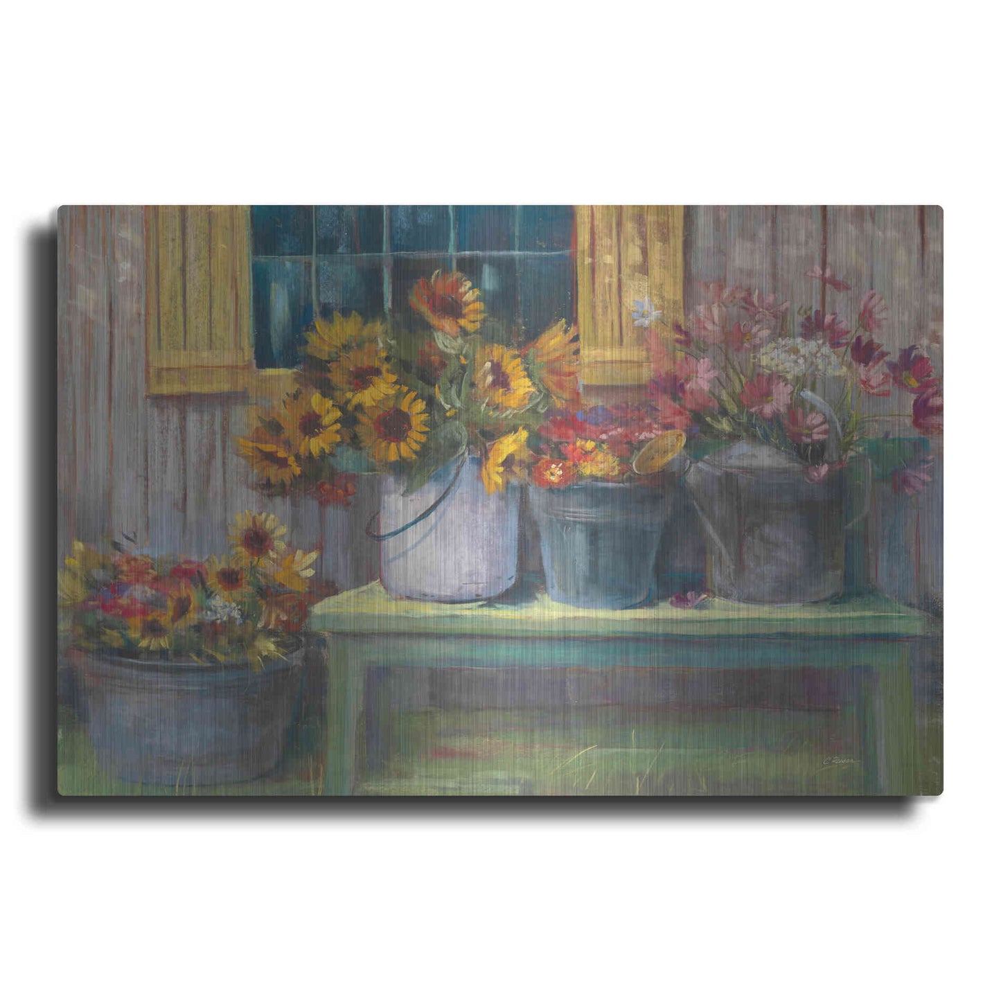 Luxe Metal Art 'Green Bench' by Carol Rowan, Metal Wall Art