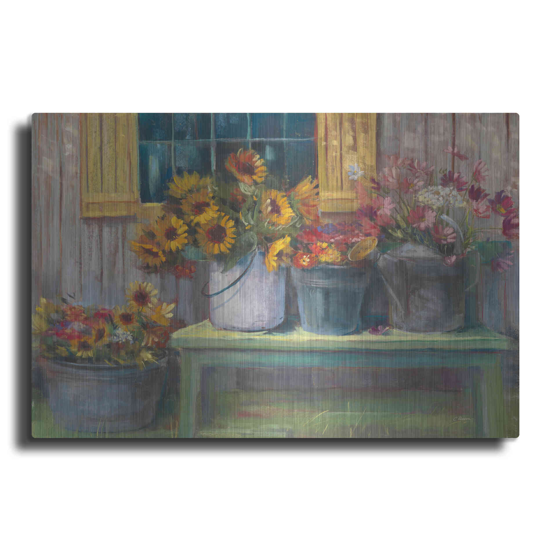 Luxe Metal Art 'Green Bench' by Carol Rowan, Metal Wall Art
