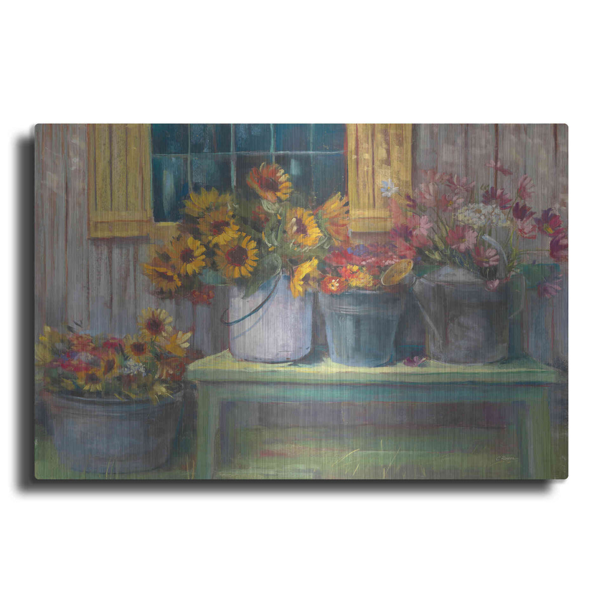 Luxe Metal Art 'Green Bench' by Carol Rowan, Metal Wall Art