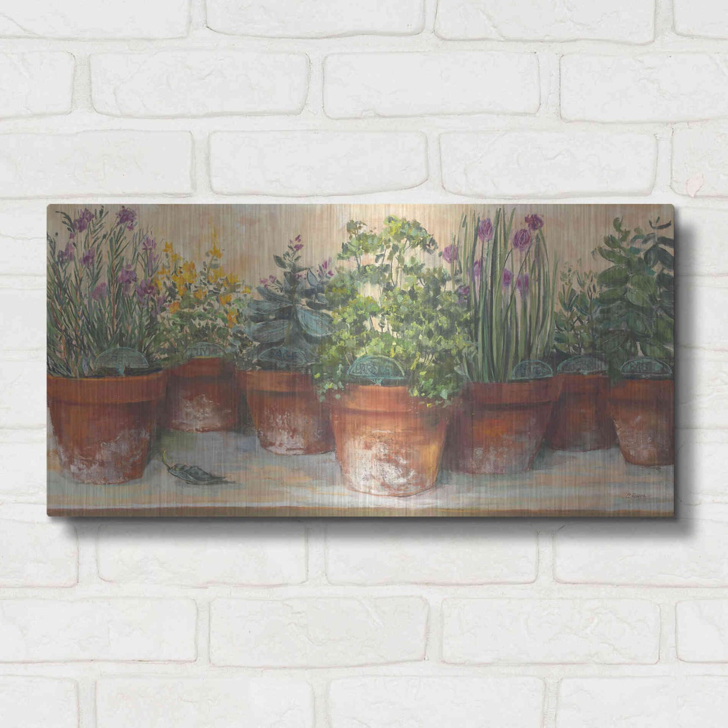 Luxe Metal Art 'Country Herbs' by Carol Rowan, Metal Wall Art,24x12