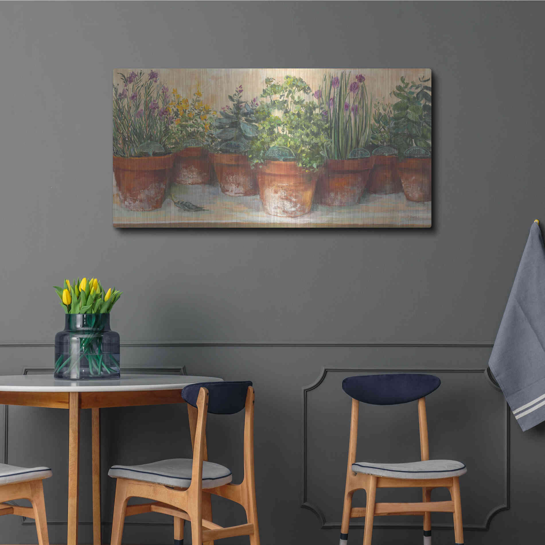 Luxe Metal Art 'Country Herbs' by Carol Rowan, Metal Wall Art,48x24