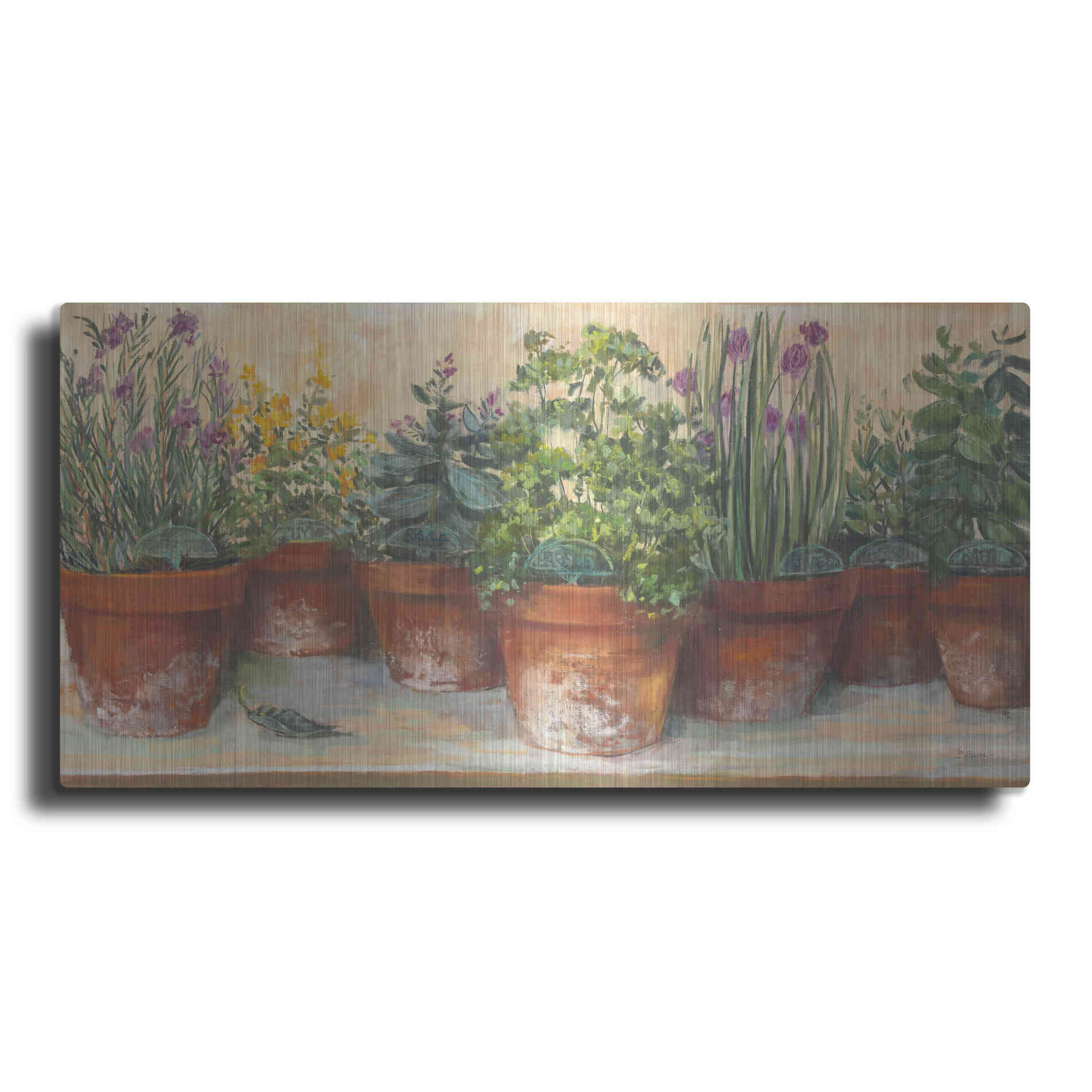 Luxe Metal Art 'Country Herbs' by Carol Rowan, Metal Wall Art