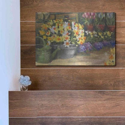 Luxe Metal Art 'Spring Daffodils' by Carol Rowan, Metal Wall Art,16x12