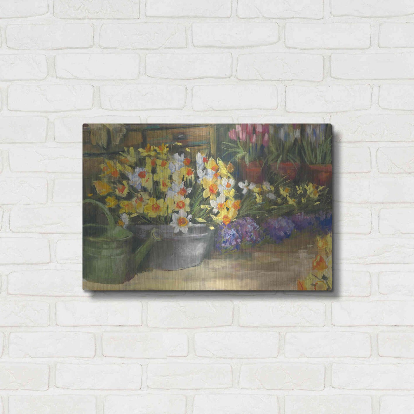 Luxe Metal Art 'Spring Daffodils' by Carol Rowan, Metal Wall Art,24x16