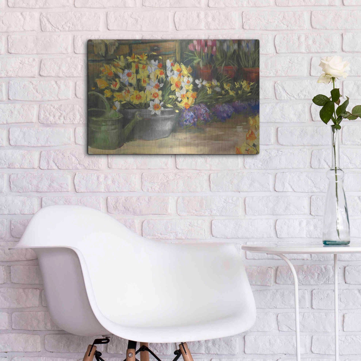 Luxe Metal Art 'Spring Daffodils' by Carol Rowan, Metal Wall Art,24x16