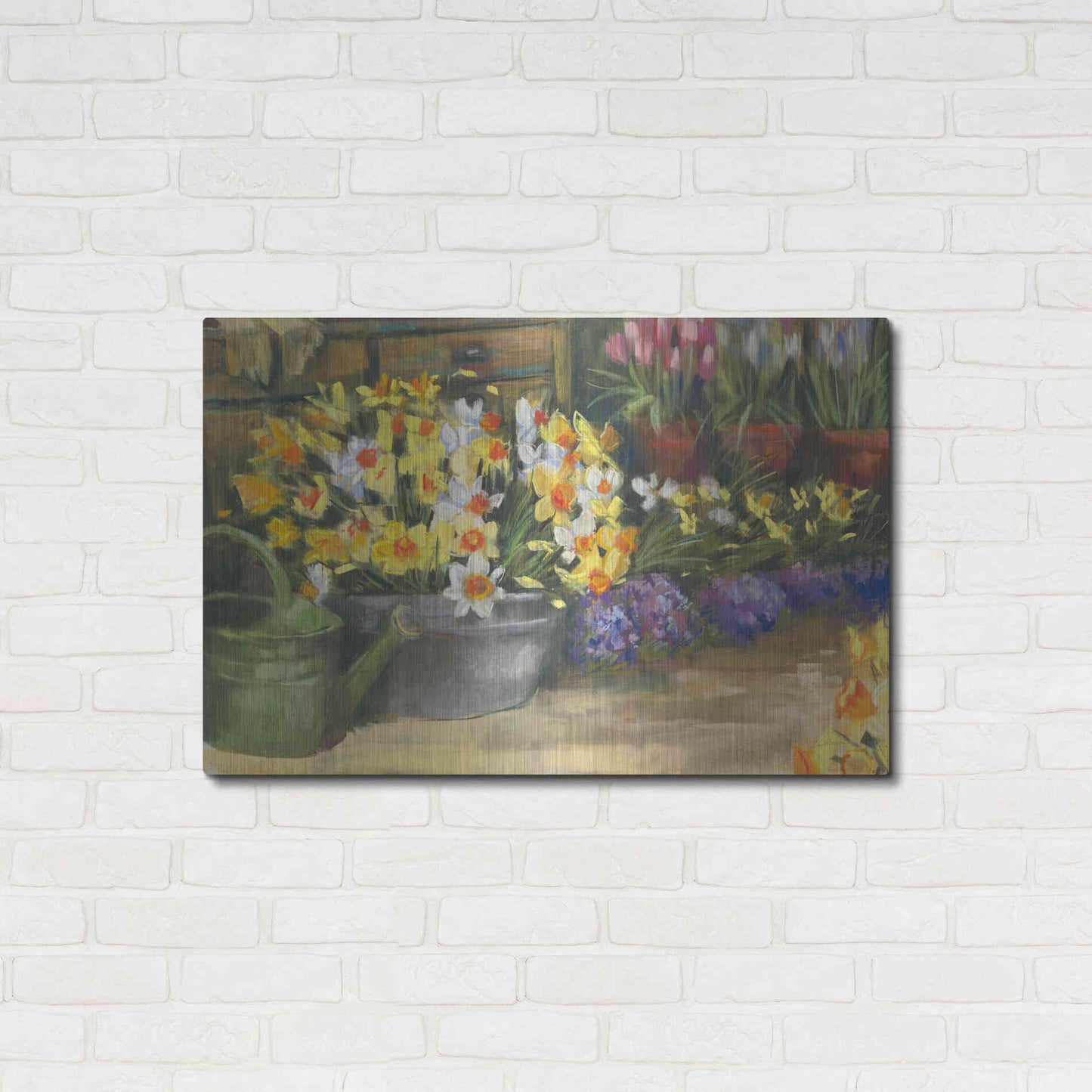 Luxe Metal Art 'Spring Daffodils' by Carol Rowan, Metal Wall Art,36x24