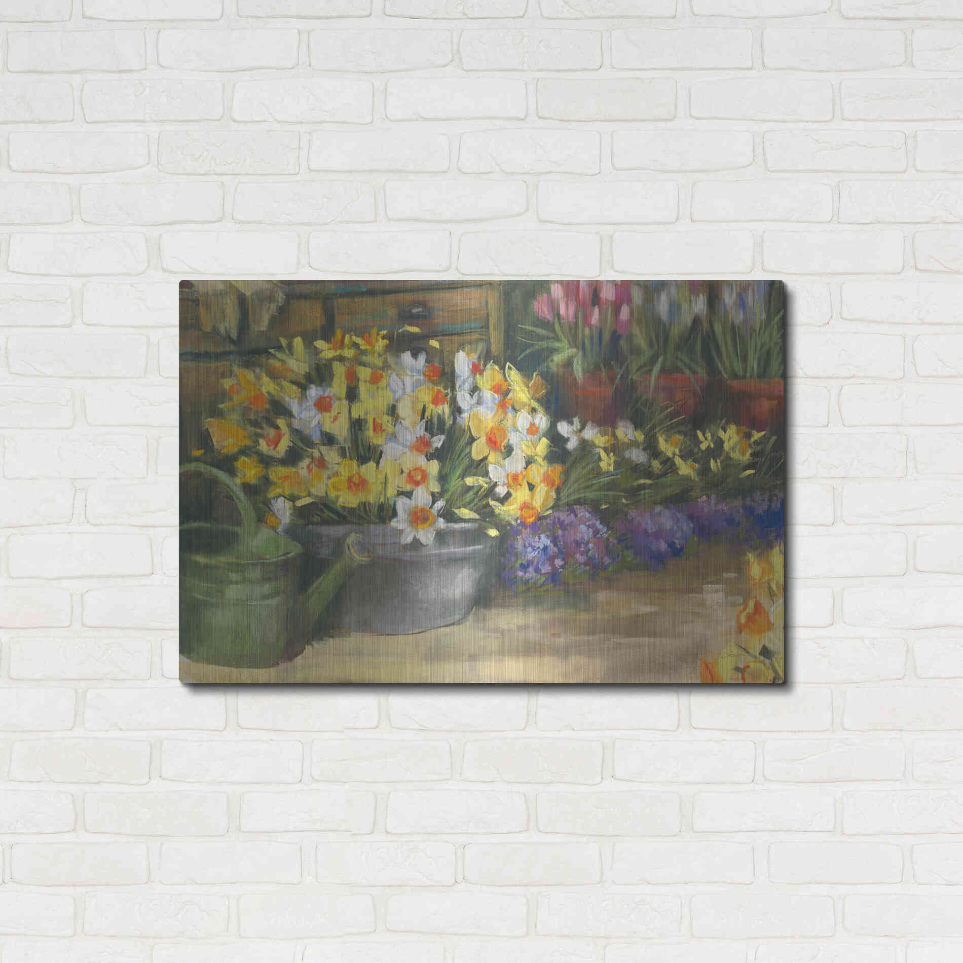 Luxe Metal Art 'Spring Daffodils' by Carol Rowan, Metal Wall Art,36x24