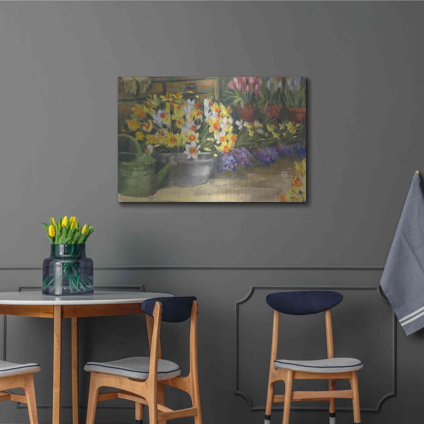 Luxe Metal Art 'Spring Daffodils' by Carol Rowan, Metal Wall Art,36x24