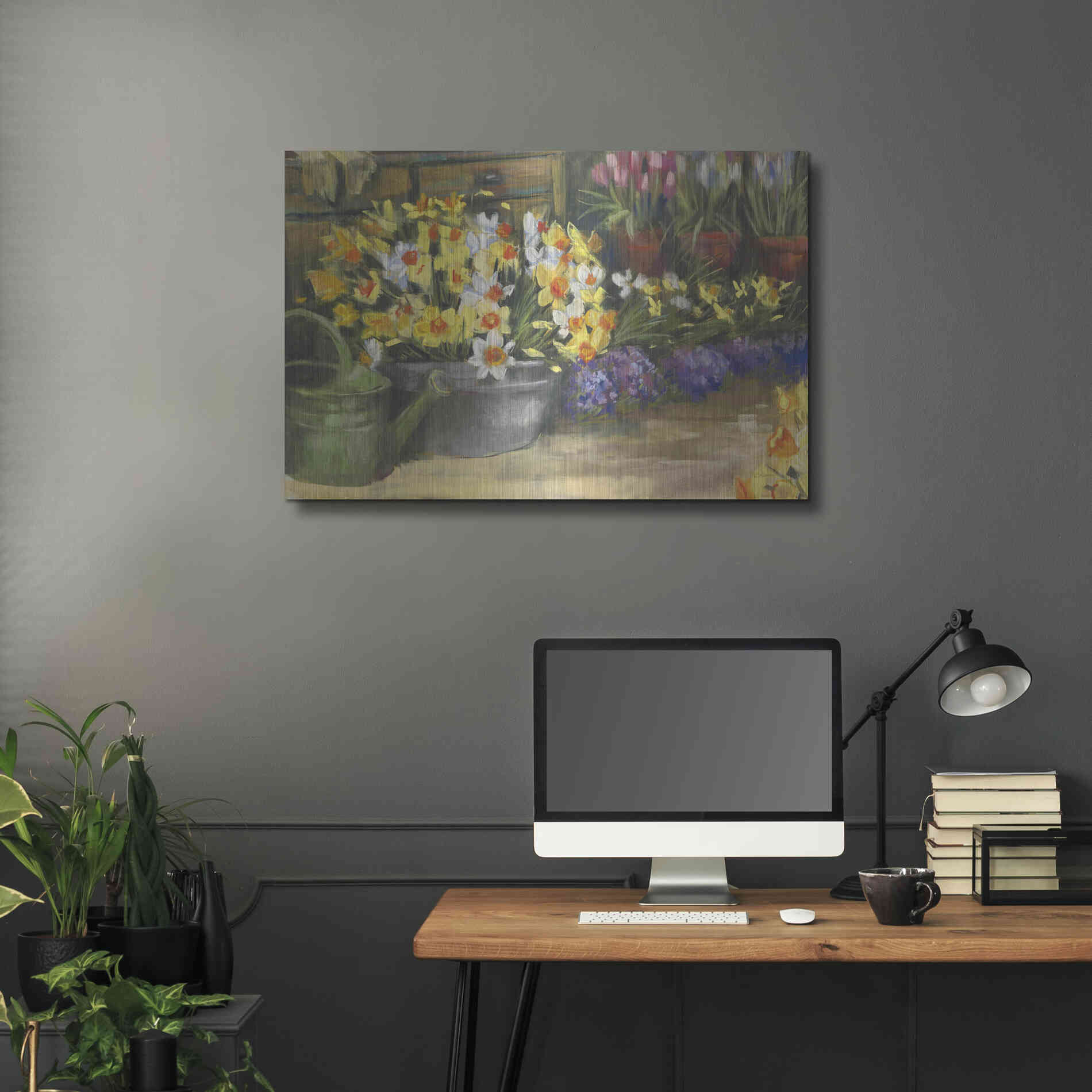 Luxe Metal Art 'Spring Daffodils' by Carol Rowan, Metal Wall Art,36x24