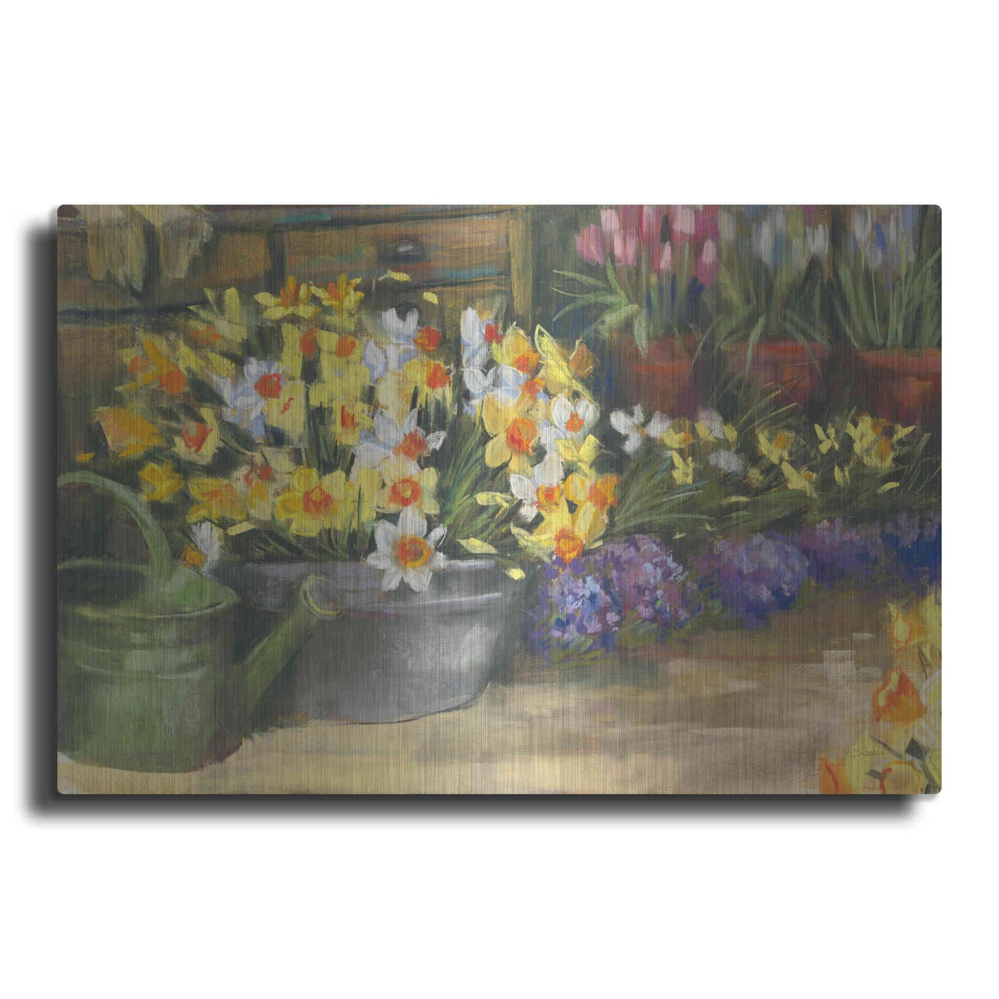Luxe Metal Art 'Spring Daffodils' by Carol Rowan, Metal Wall Art
