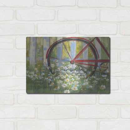 Luxe Metal Art 'Bicycle By The Fence Crop' by Carol Rowan, Metal Wall Art,16x12