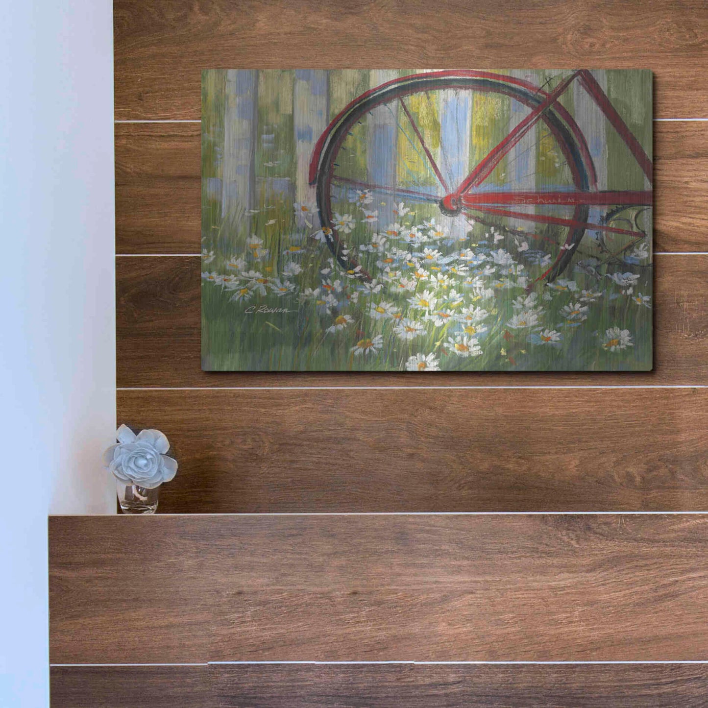 Luxe Metal Art 'Bicycle By The Fence Crop' by Carol Rowan, Metal Wall Art,16x12