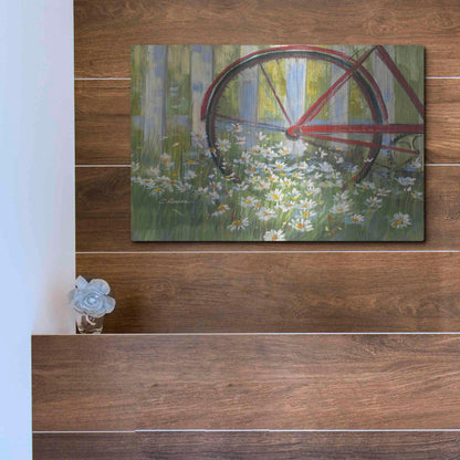 Luxe Metal Art 'Bicycle By The Fence Crop' by Carol Rowan, Metal Wall Art,16x12