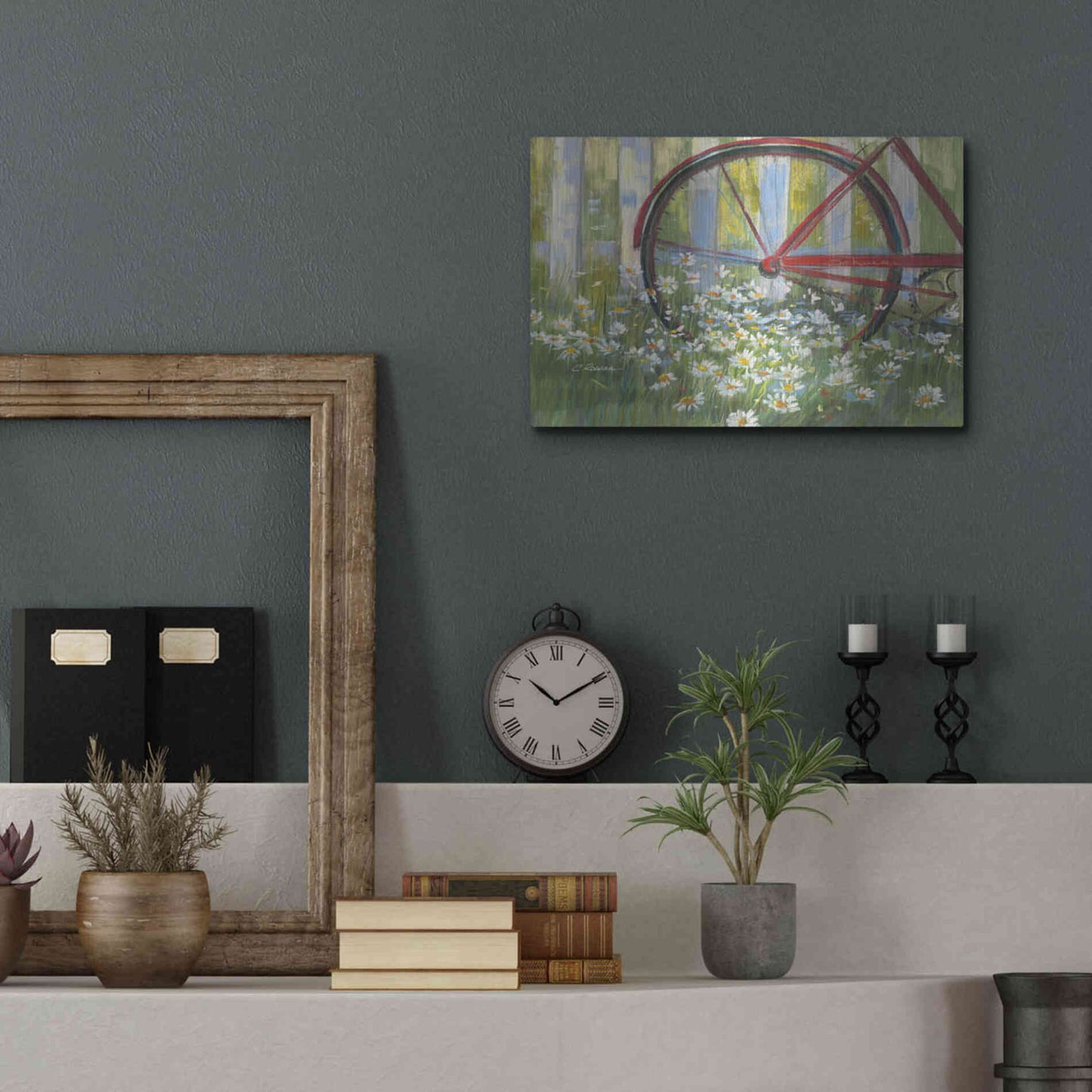 Luxe Metal Art 'Bicycle By The Fence Crop' by Carol Rowan, Metal Wall Art,16x12