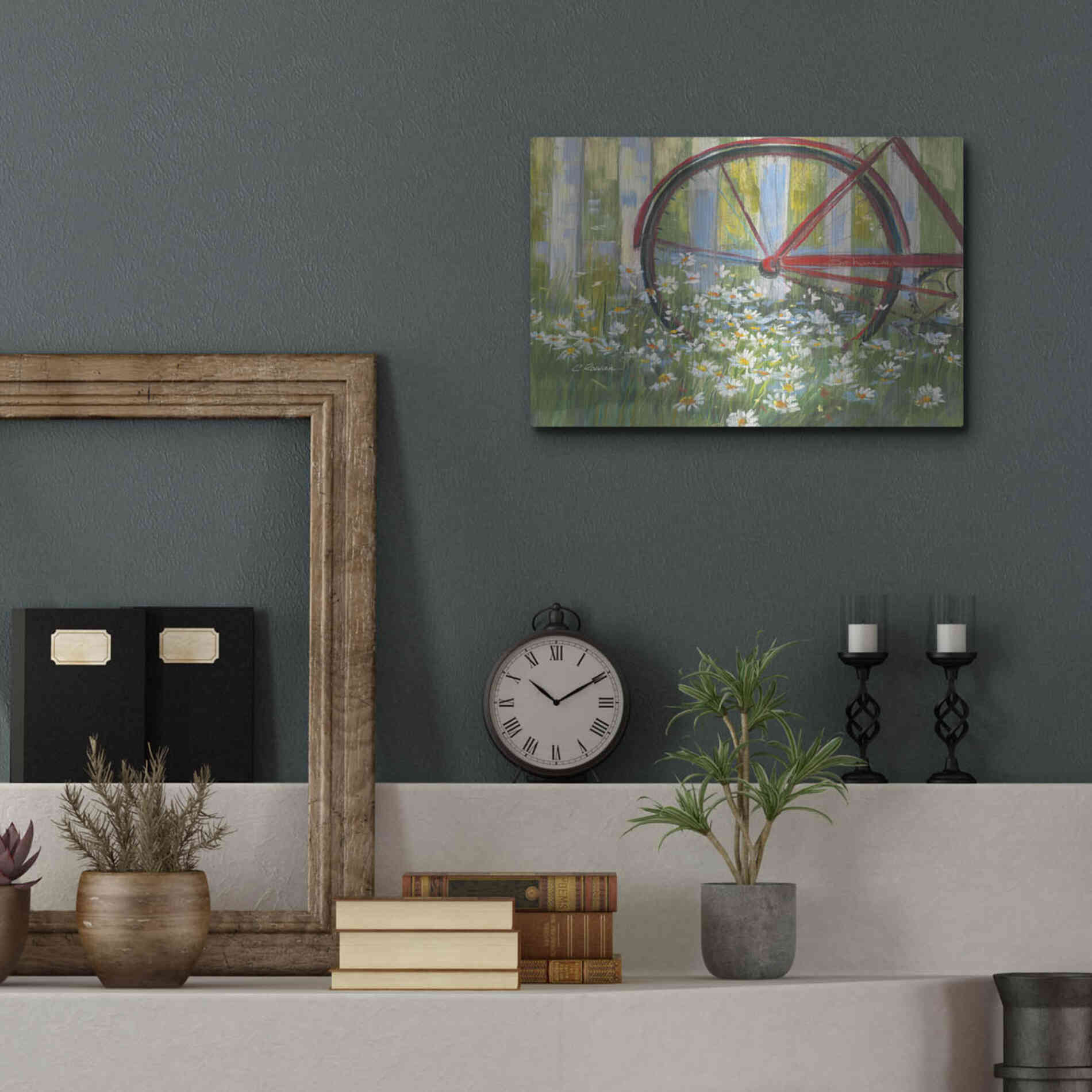 Luxe Metal Art 'Bicycle By The Fence Crop' by Carol Rowan, Metal Wall Art,16x12