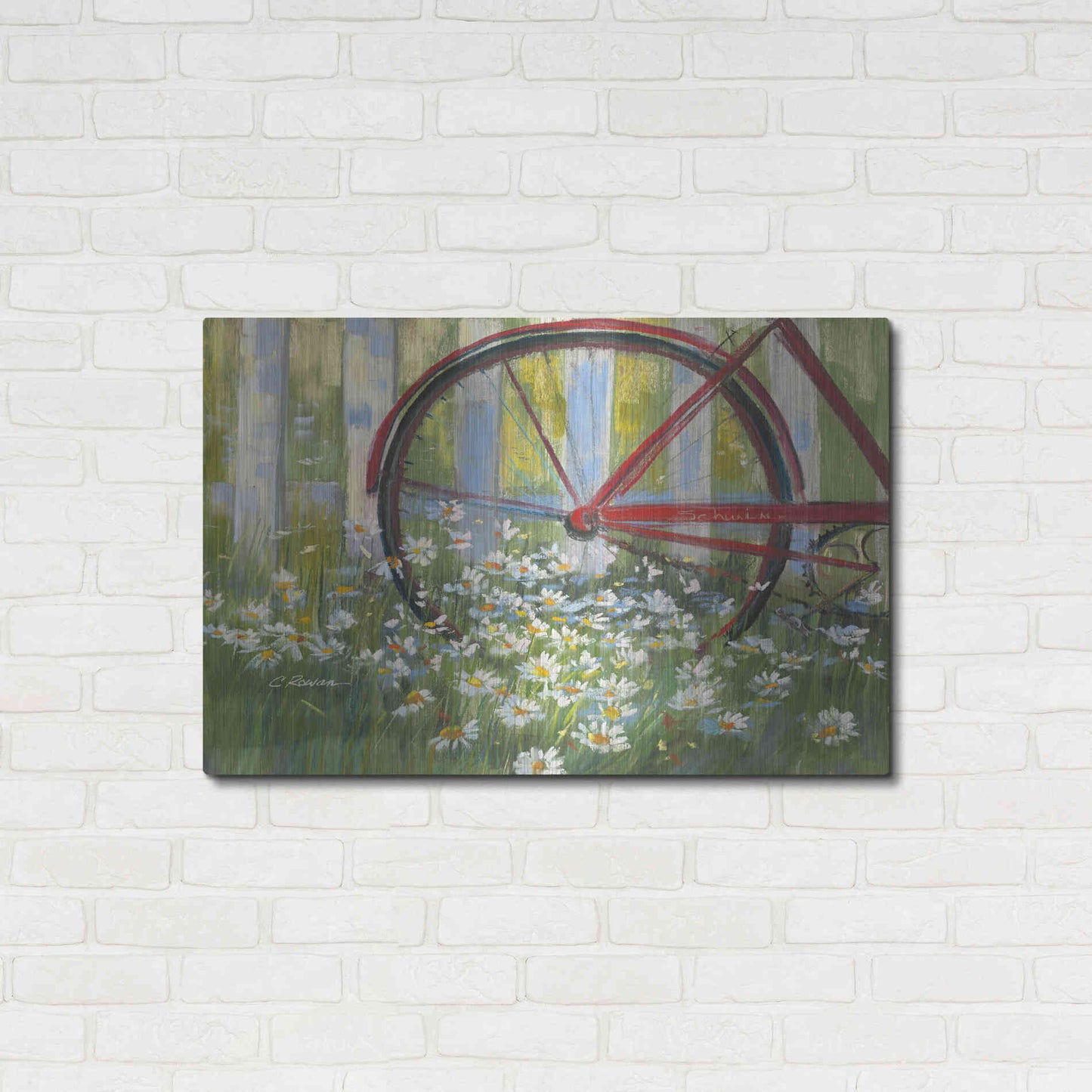 Luxe Metal Art 'Bicycle By The Fence Crop' by Carol Rowan, Metal Wall Art,36x24