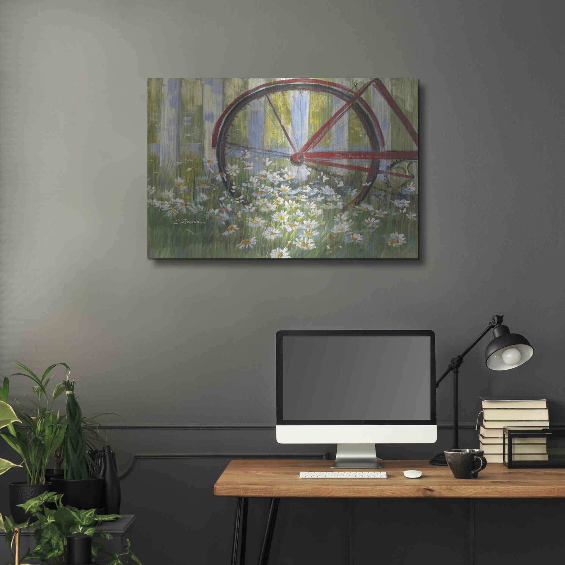 Luxe Metal Art 'Bicycle By The Fence Crop' by Carol Rowan, Metal Wall Art,36x24